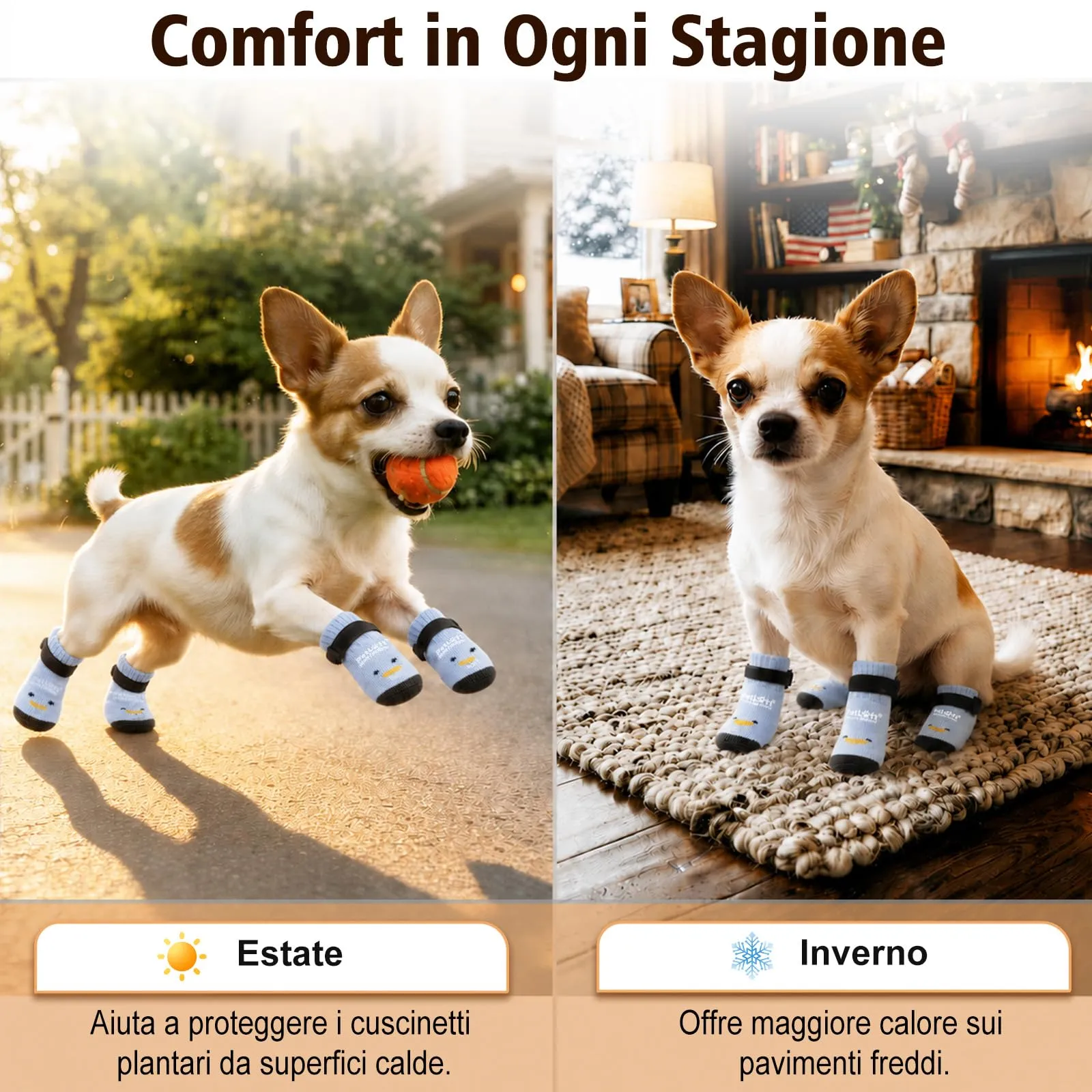 PETLOFT Calzini Antiscivolo per Cani Anziani/Piccoli/Medi, Calzini Regolabili in Cotone per Proteggere Le Zampe e Prevenire Leccate, per Pavimenti in Legno Trazione Interna, Grande, Azzurro Chiaro - immagine 6