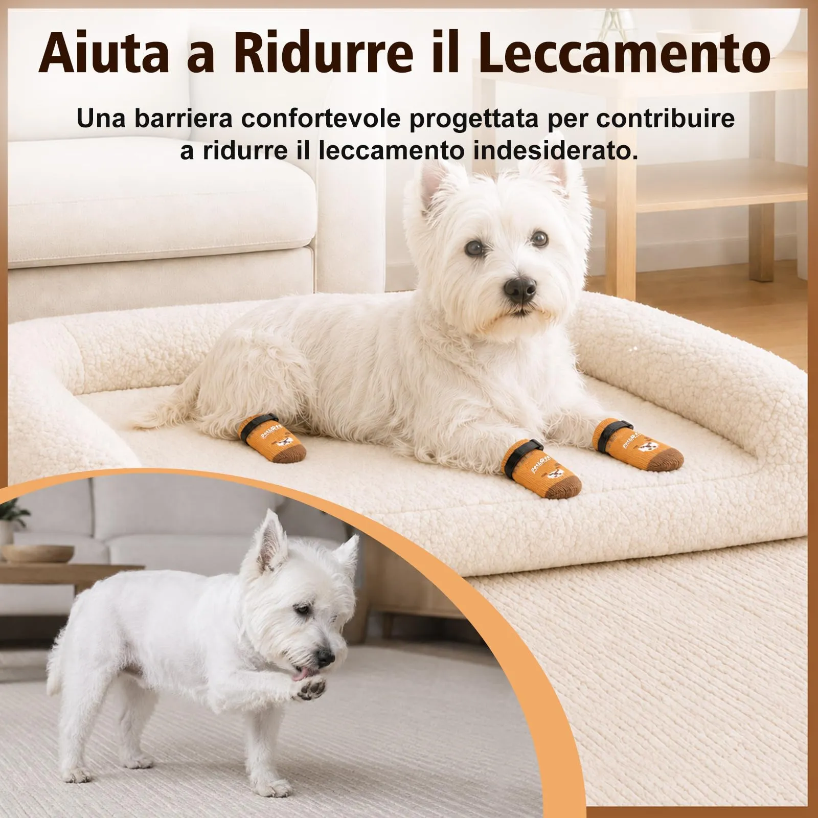 PETLOFT Calzini Antiscivolo per Cani Anziani/Piccoli/Medi, Calzini Regolabili in Cotone per Proteggere Le Zampe e Prevenire Leccate, per Pavimenti in Legno Trazione Interna, Piccolo, Giallo Curry - immagine 4