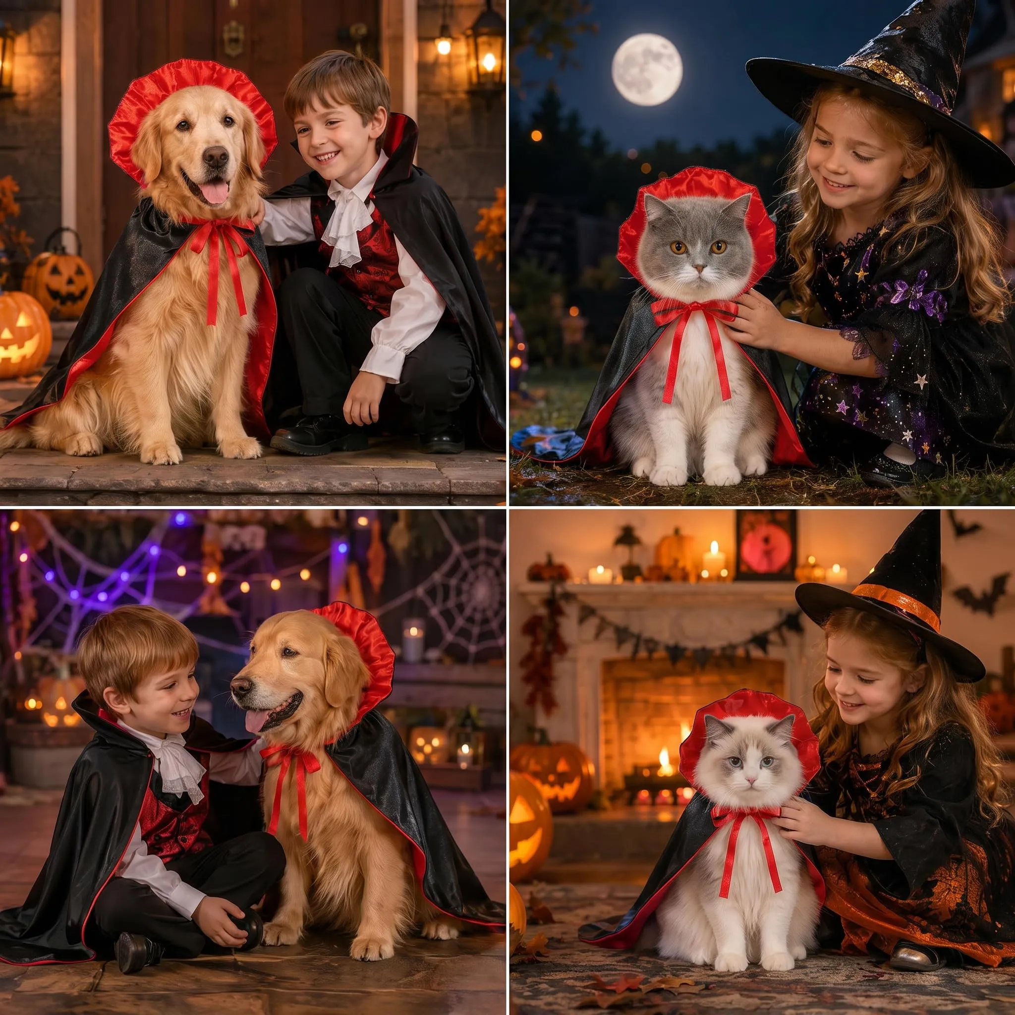 Costume di Halloween per cani, mantello da vampiro con colletto alto e chiusura in , costume per cani di taglia piccola, media e grande (S) - immagine 7