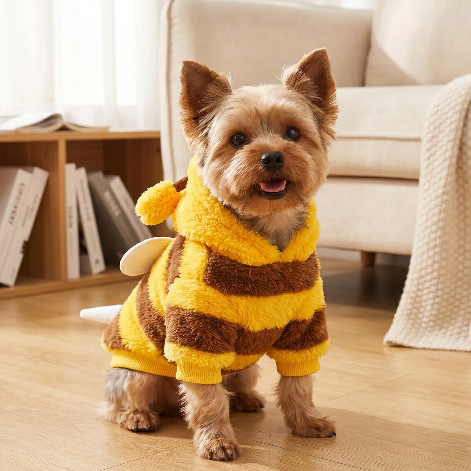 Costume da Ape per Cane, Divertente Costume Ape Cane, Maglione Cani Taglia Piccola, Con Anello a D Adatto a Cani E Gatti di Piccola Taglia, Adatt per L'autunno/Inverno, Halloween, Carnevale (S) - immagine 3