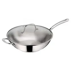 Wok Inox 18/10 1 manico con coperchio (32cm) EVELIA 012905040032 - immagine 1