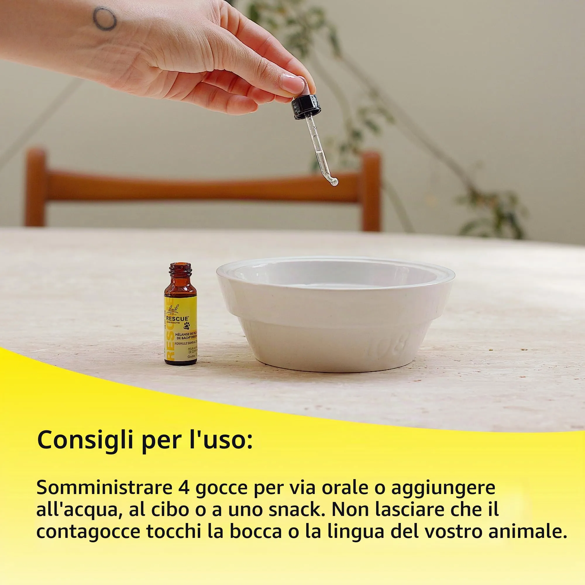 Rescue Pets Contagocce, Serenità a portata di mano per i nostri animali domestici, Vegano, Integratore alimentare per animali domestici, 1 Flacone Conto Gocce, Giallo, 10ml - immagine 5