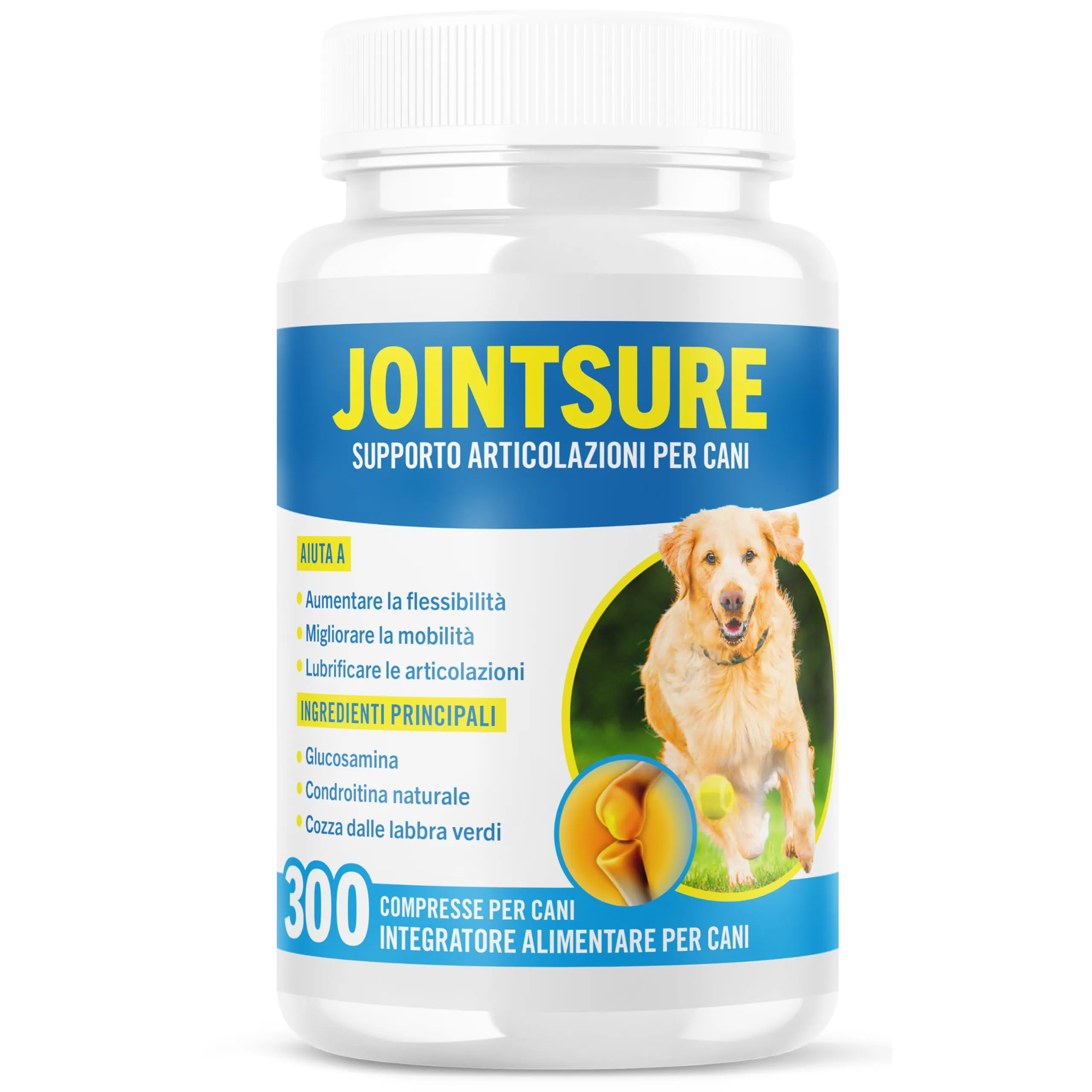 JOINTSURE Integratore per Le Articolazioni del Cane 300 Compresse| Supporta la Mobilità e Le Articolazioni di Cani Anziani e Adulti Condoprotettori per Cane con Glucosamina, Condroitina, Cozza Verde… - immagine 1