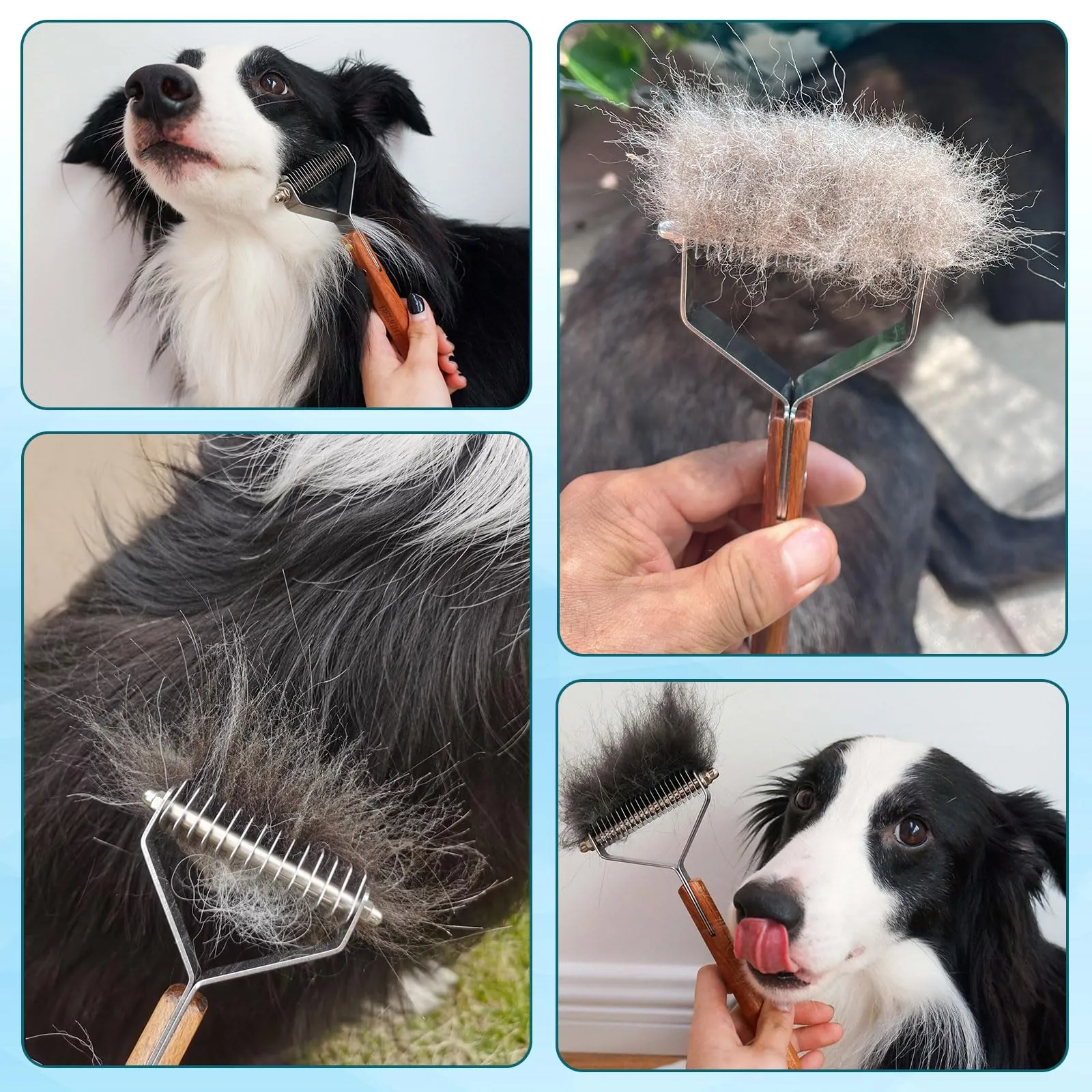 onebarleycorn Spazzola per Cane, Spazzola Cani Pettine per Gatto Eliminare Il Sottopelo ed i Peli Morti, Riduce la Perdita di Pelo(17 + 9 Denti a Doppio Lato) - immagine 2