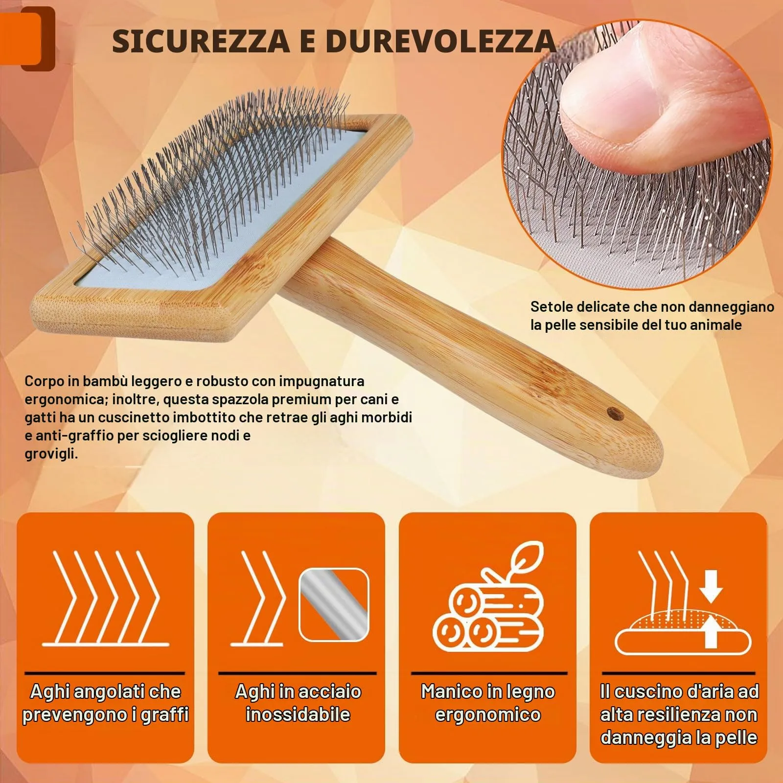 Onebarleycorn - Spazzola Morbida per Cani e Gatti, Toelettatura Spazzola per Cani e Gatto Slicker Pettine a Rastrello Togliere Eccesso e Morti Peli Animali, Non Graffiano sulla degli Animali - immagine 4
