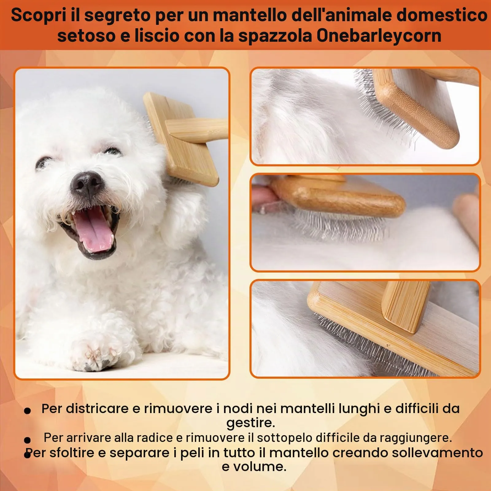 Onebarleycorn - Spazzola Morbida per Cani e Gatti, Toelettatura Spazzola per Cani e Gatto Slicker Pettine a Rastrello Togliere Eccesso e Morti Peli Animali, Non Graffiano sulla degli Animali - immagine 5