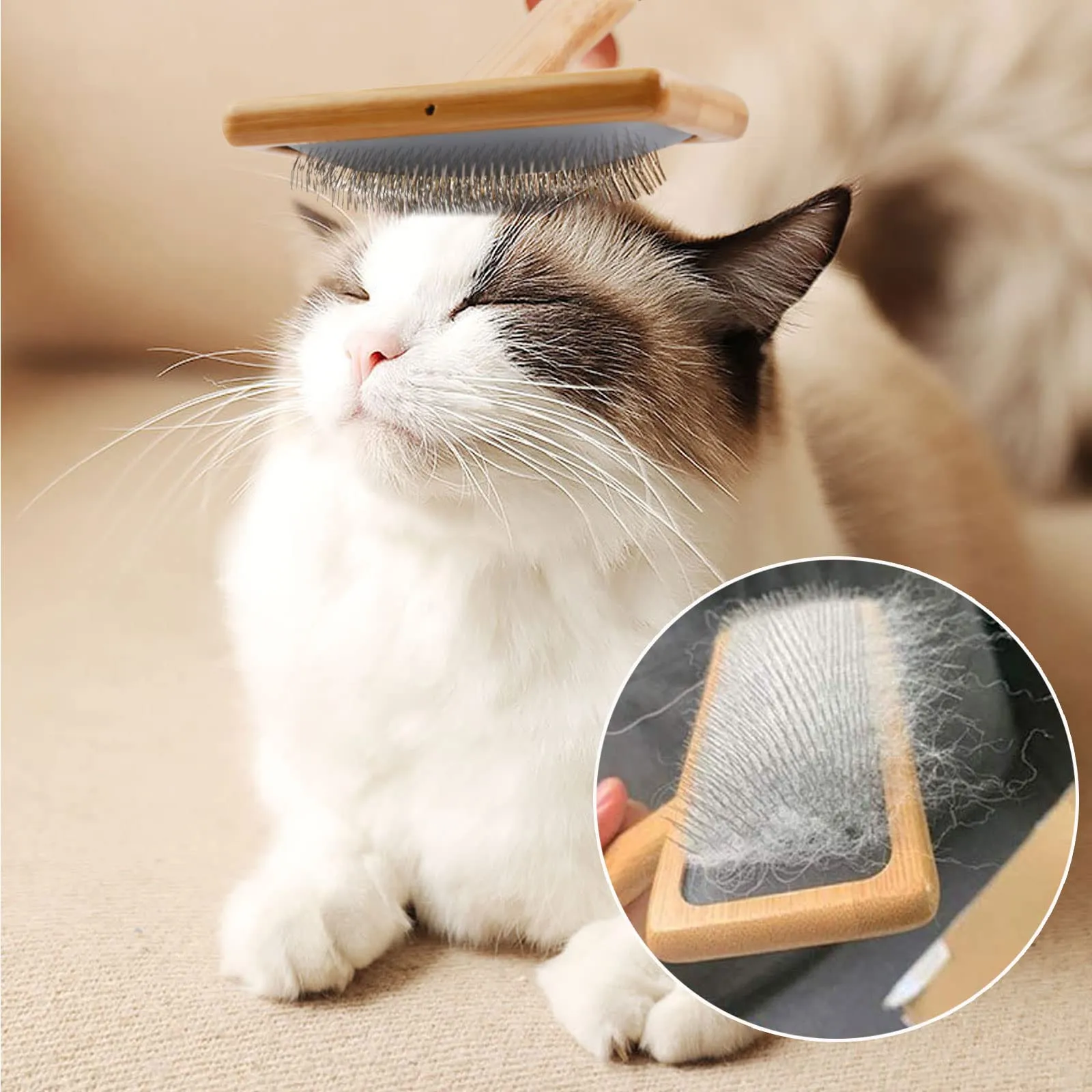 Onebarleycorn - Spazzola Morbida per Cani e Gatti, Toelettatura Spazzola per Cani e Gatto Slicker Pettine a Rastrello Togliere Eccesso e Morti Peli Animali, Non Graffiano sulla degli Animali - immagine 6