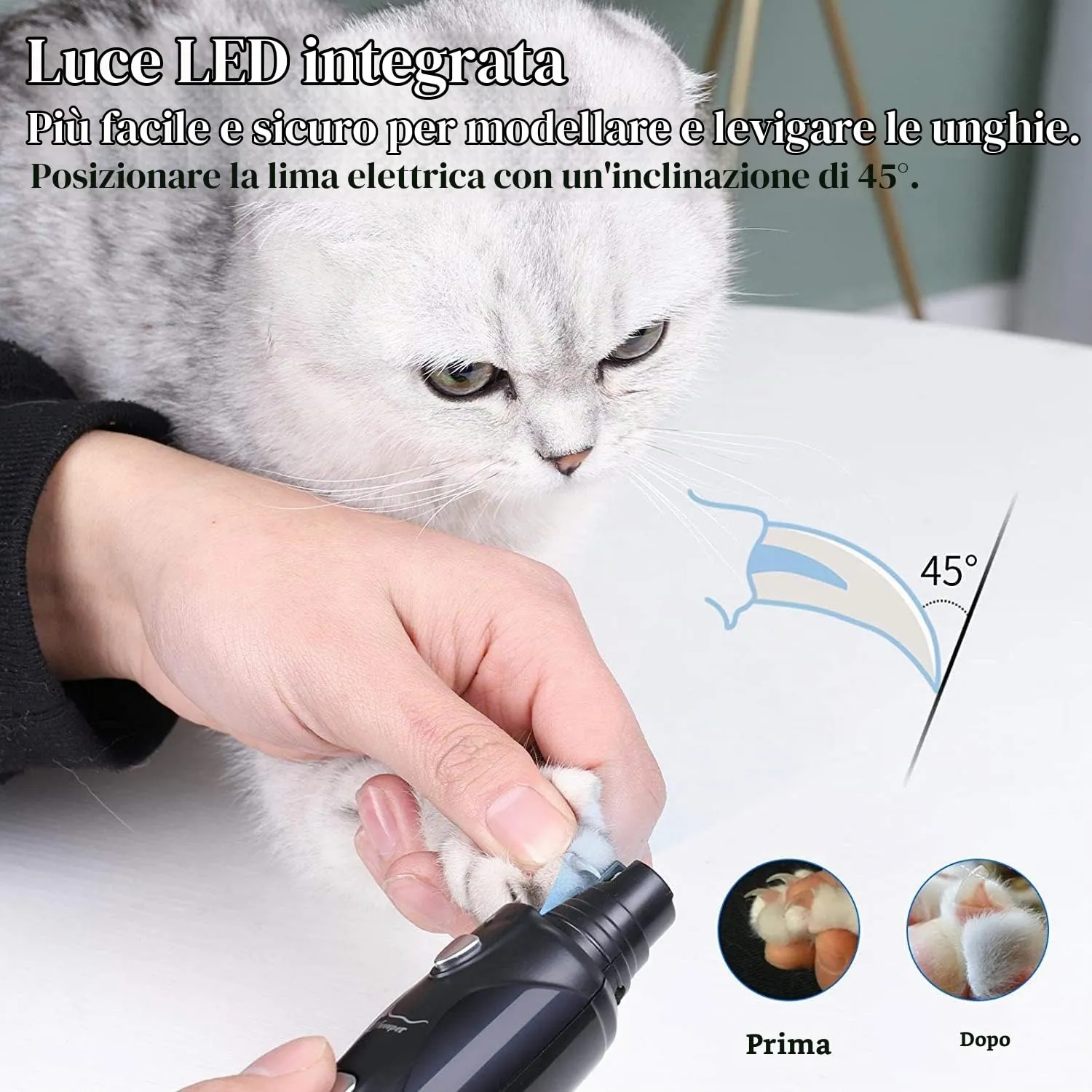 WWVVPET Smerigliatrice per Unghie per Cani con Luce e 2 Ruote - immagine 3