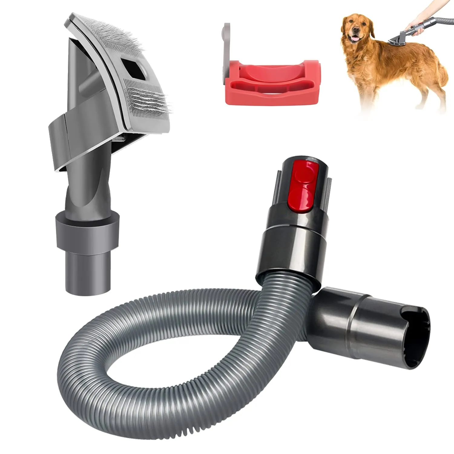munloo Groom Spazzola per Cani di Pelo Medio/Lungo, Spazzola Aspira Peli Animali con Tubo e Fermo Tasto di Accensione, per Aspirapolvere V7 V8 V10 V11 V12 V15 - immagine 1