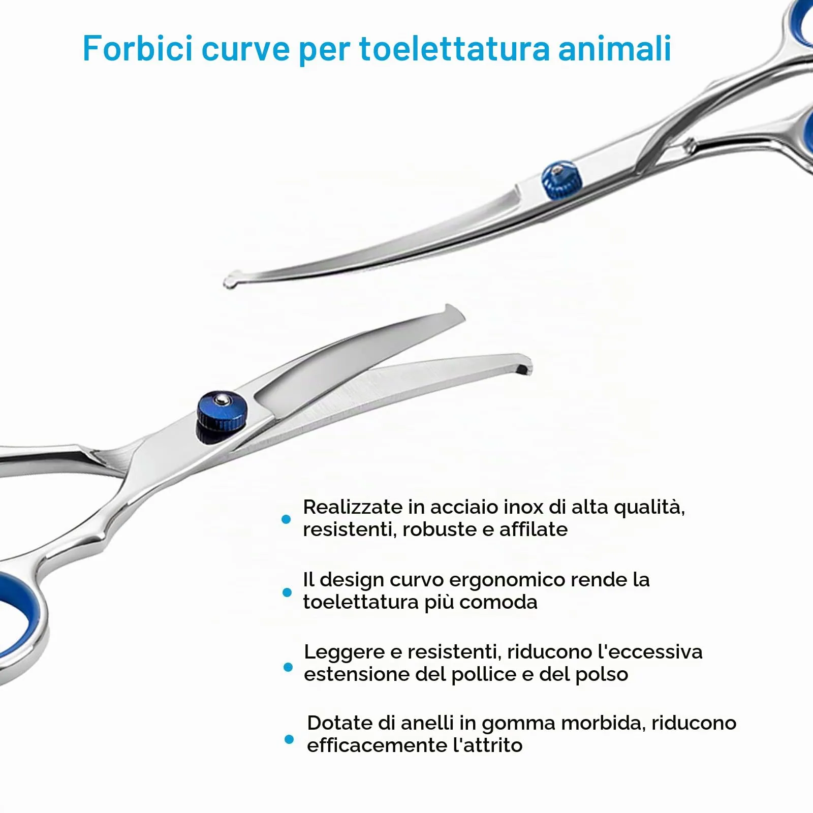 Forbici per toelettatura animali domestici, 15,2 cm, con punta rotonda di sicurezza, in acciaio inox, per la toelettatura di cani e gatti - immagine 3