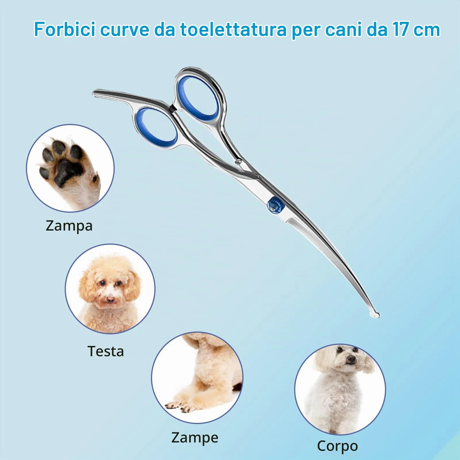 Forbici per toelettatura animali domestici, 15,2 cm, con punta rotonda di sicurezza, in acciaio inox, per la toelettatura di cani e gatti - immagine 4