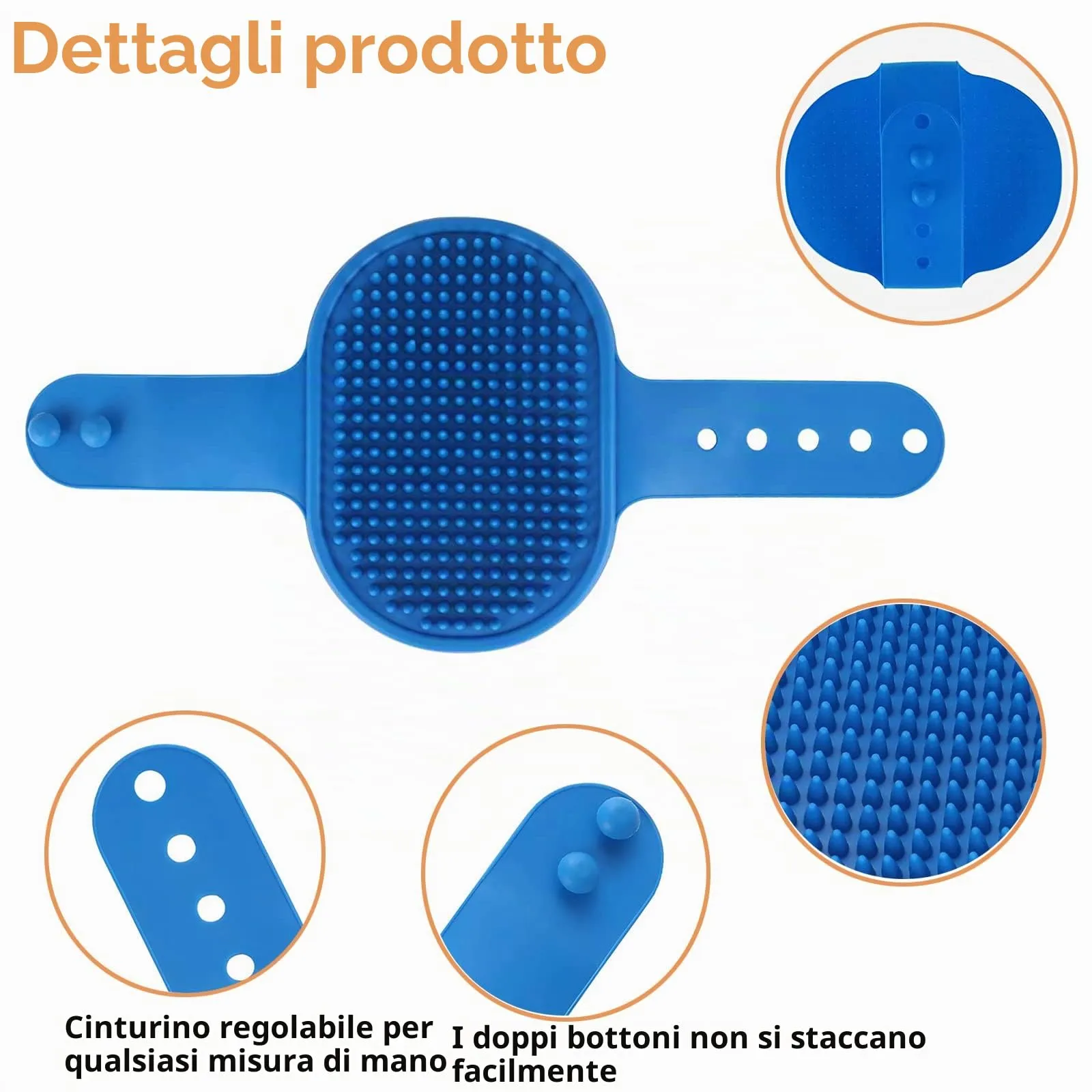Spazzola da bagno per cani e gatti,2 Pcs Spazzola massaggiante per cani e gatti,doccia per animali domestici regolabili con manico ad anello,Pettine per la pulizia e la cura dei - immagine 3