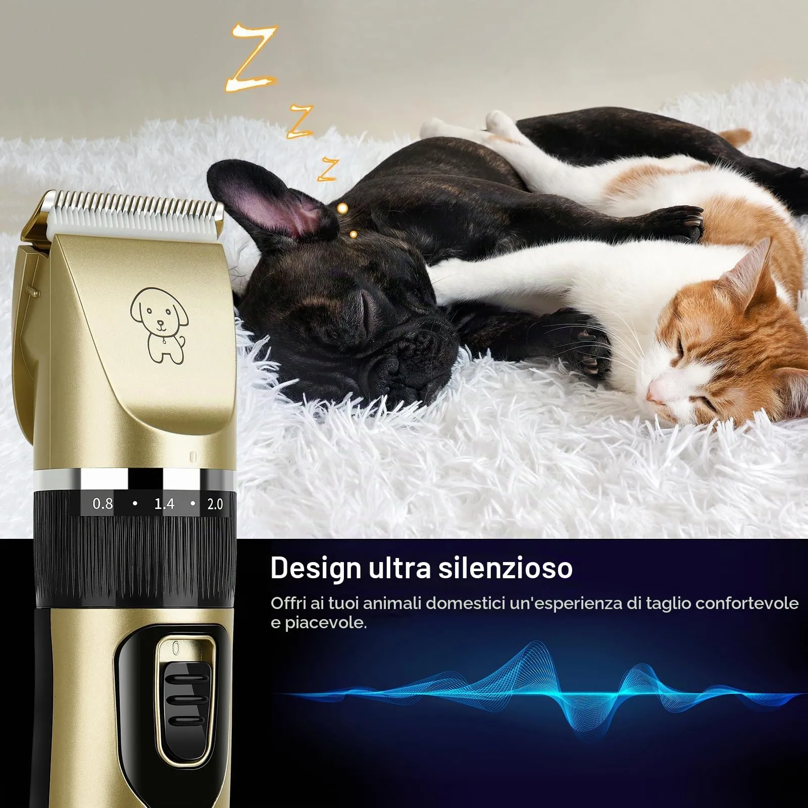 Tosatrice per Cani, IPX7 Impermeabile Rasoio per Cani Tagliacapelli Silenzioso per Cani e Gatti Tosatrice per Cani Professionale Adatto per peli di Animali Domestici Spessi e Opachi - immagine 2