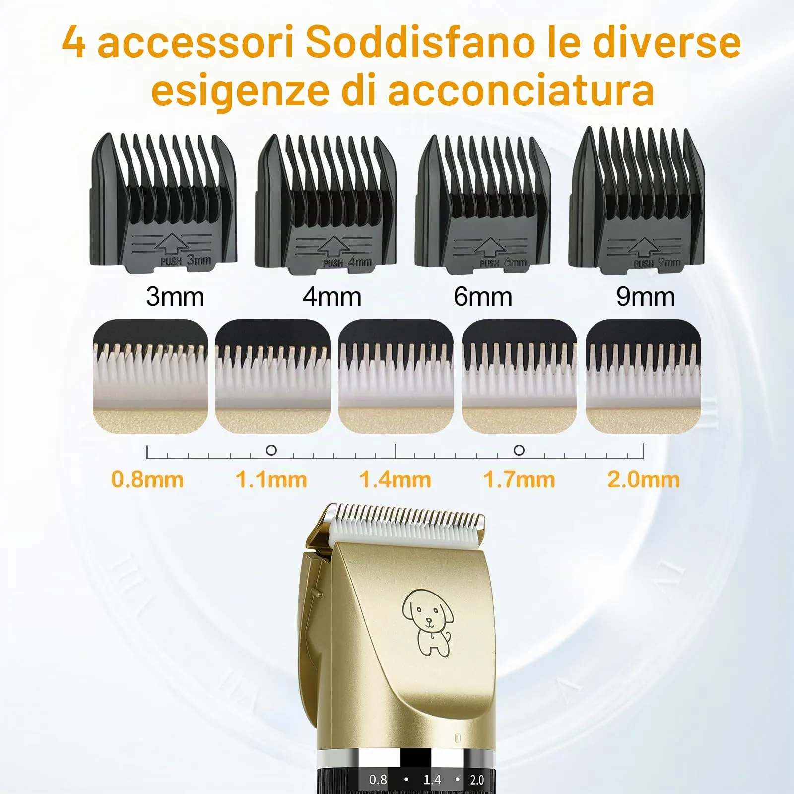 Tosatrice per Cani, IPX7 Impermeabile Rasoio per Cani Tagliacapelli Silenzioso per Cani e Gatti Tosatrice per Cani Professionale Adatto per peli di Animali Domestici Spessi e Opachi - immagine 5