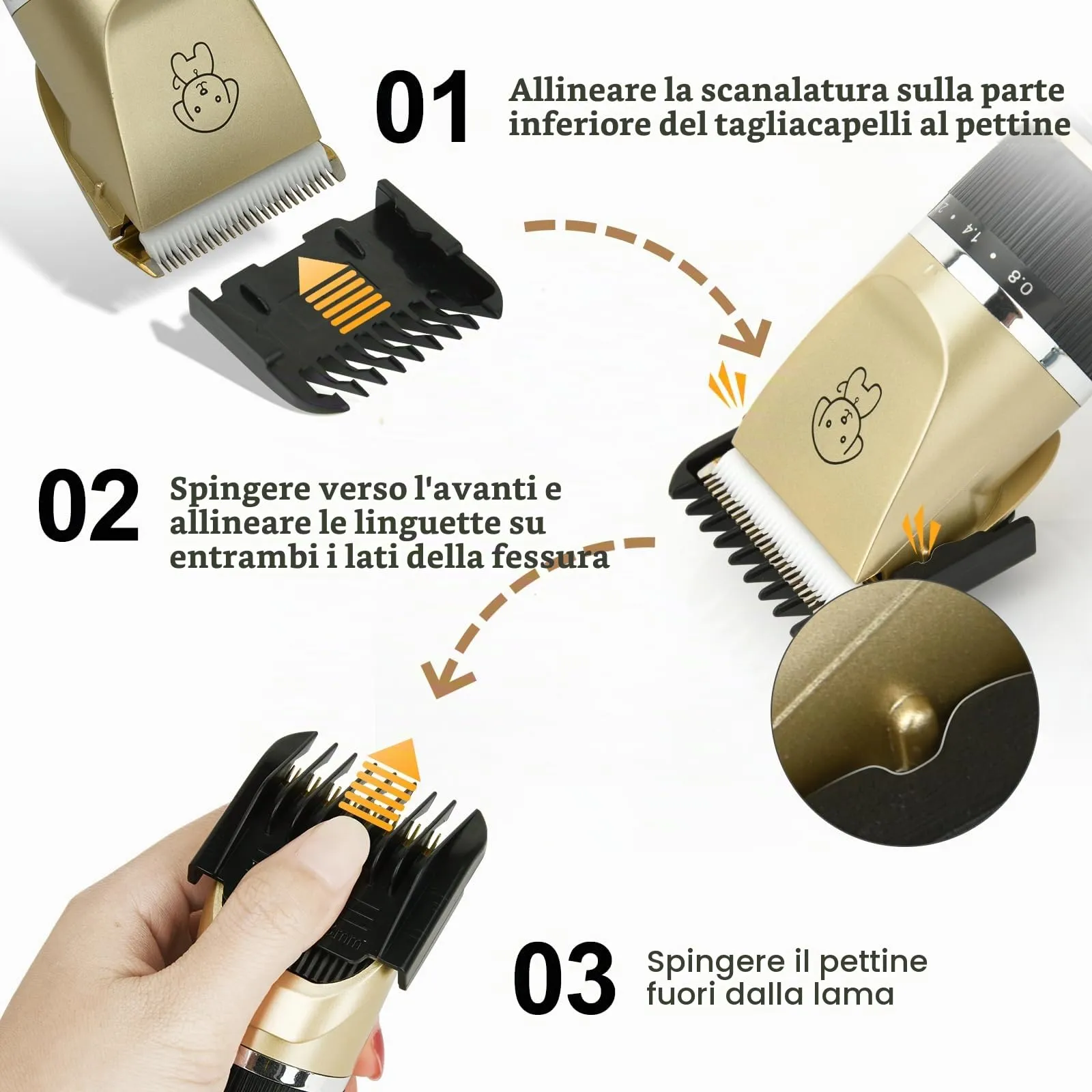 Tosatrice per Cani, IPX7 Impermeabile Rasoio per Cani Tagliacapelli Silenzioso per Cani e Gatti Tosatrice per Cani Professionale Adatto per peli di Animali Domestici Spessi e Opachi - immagine 6