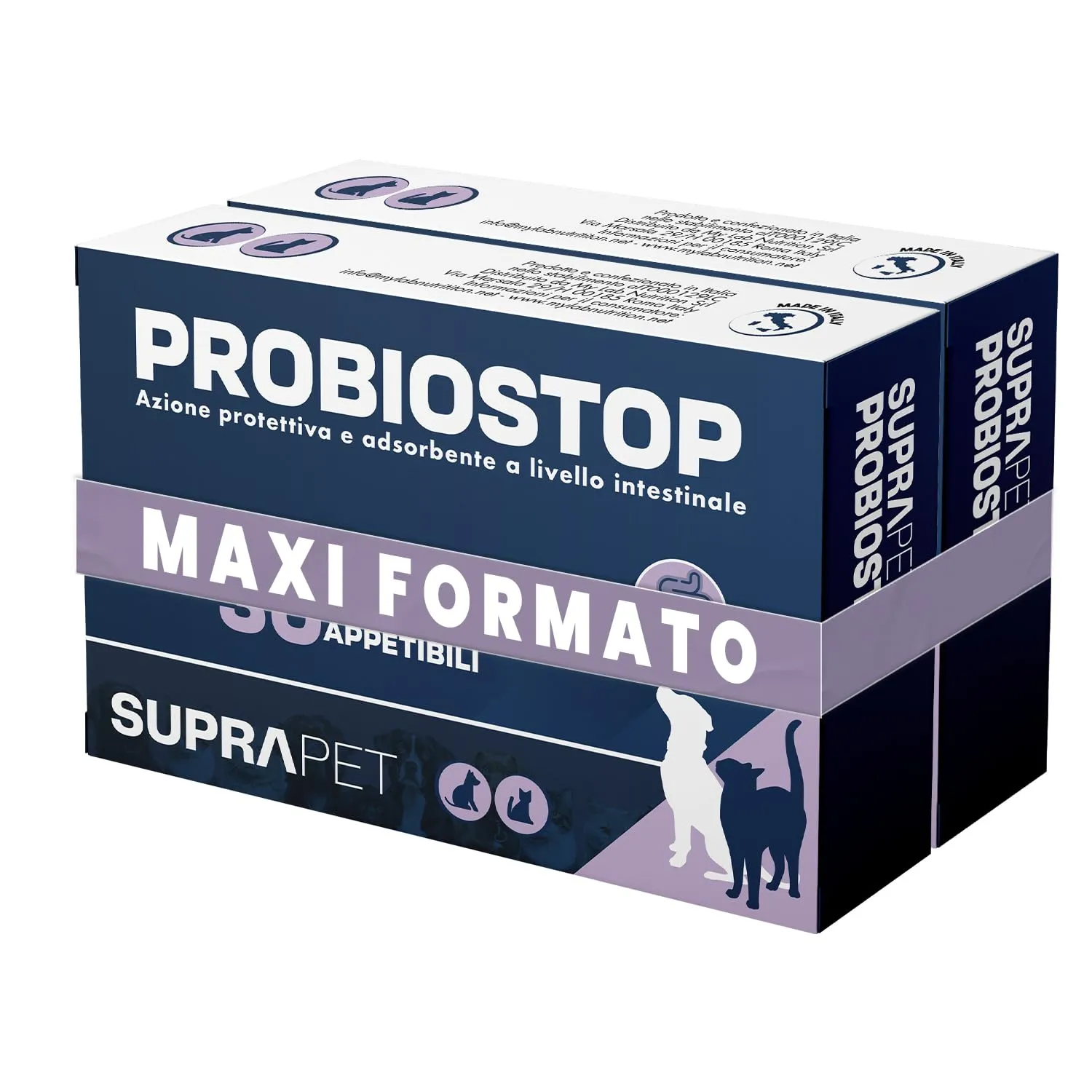 Suprapet Probiostop Probiotici Cane e Gatto 60 compresse - Contrasta la Diarrea ed i Disturbi della Digestione - Supporto per Flora Batterica dell'Intestino (60 Unità (Confezione da 2)) - immagine 1