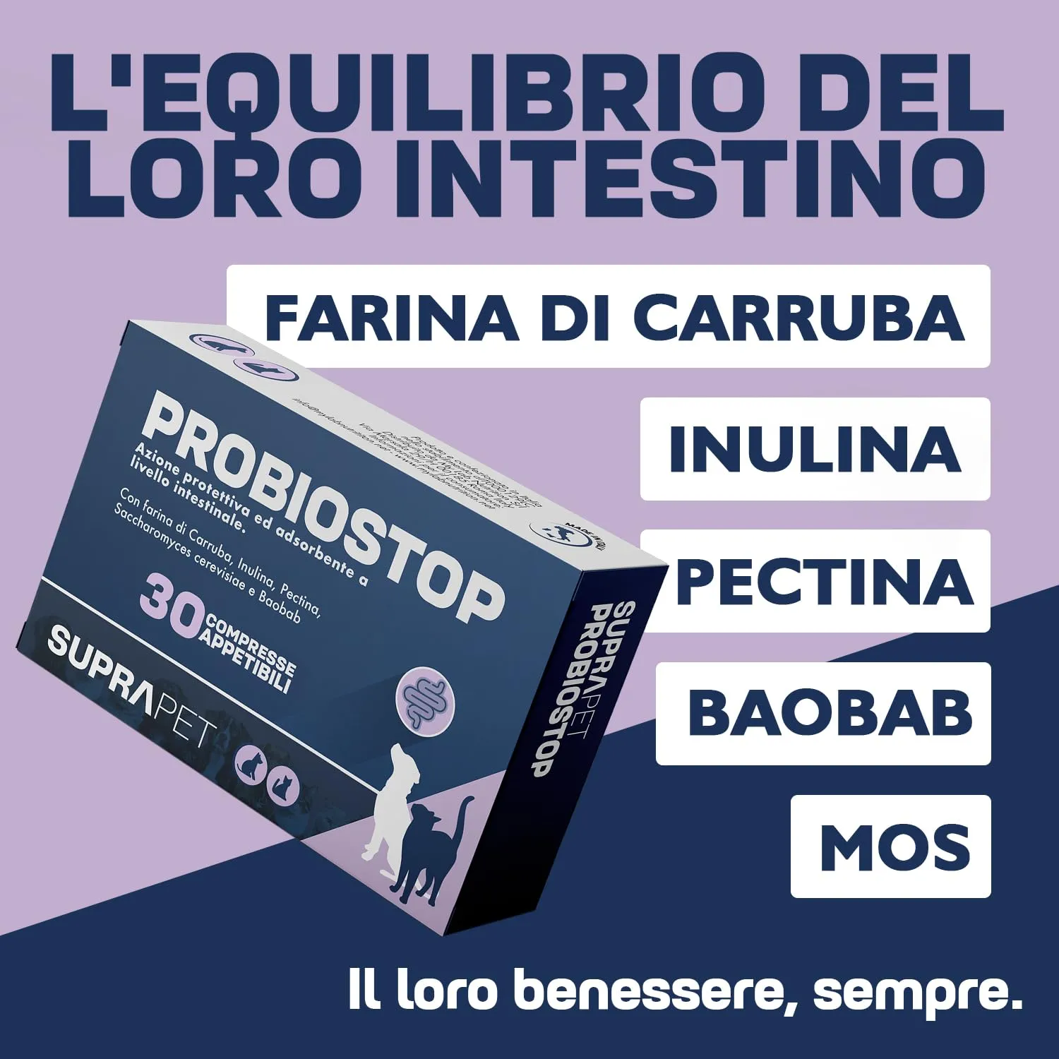 Suprapet Probiostop Probiotici Cane e Gatto 60 compresse - Contrasta la Diarrea ed i Disturbi della Digestione - Supporto per Flora Batterica dell'Intestino (60 Unità (Confezione da 2)) - immagine 2