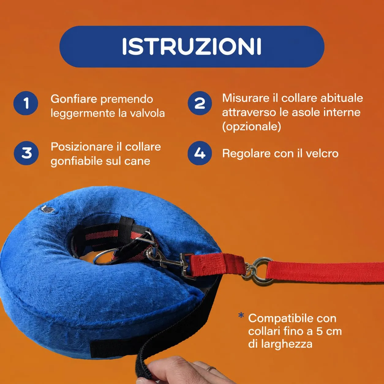 Collare Elisabettiano Cane Morbido (Taglia XL, Collo 47-55 cm), Collare Gonfiabile Blu, Post Operatorio e Anti Leccamento, Ciambella Cane Post Intervento per Recupero da Ferite e Operazioni (Blu XL) - immagine 6