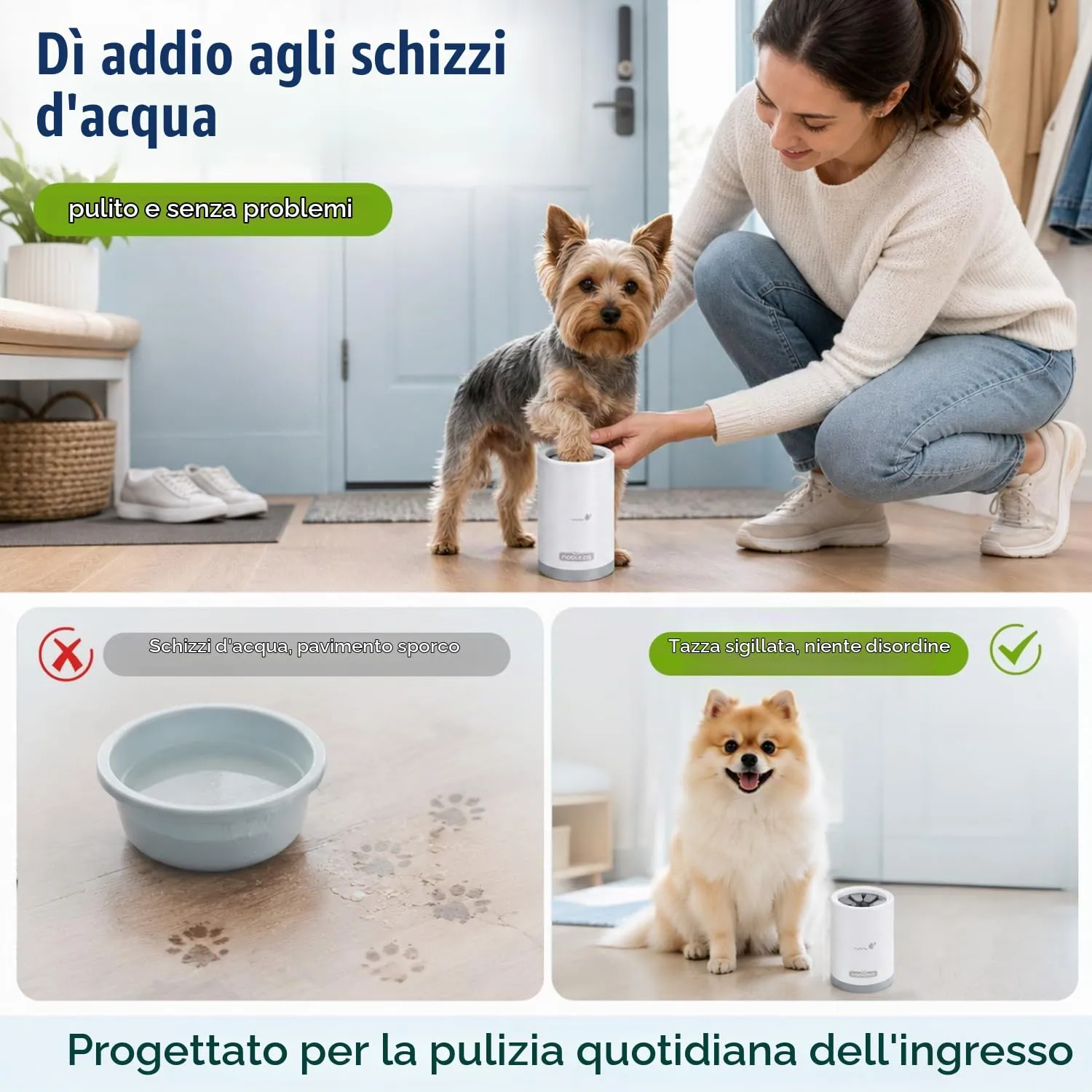 Nobleza Set Pulitore Zampe Cane, Pulisci Zampe Portatile con 3 Asciugamani in Microfibra e 1 Spazzola per Toelettatura in Silicone, Kit di Pulizia e Cura per Cani di Taglia Piccola - immagine 4