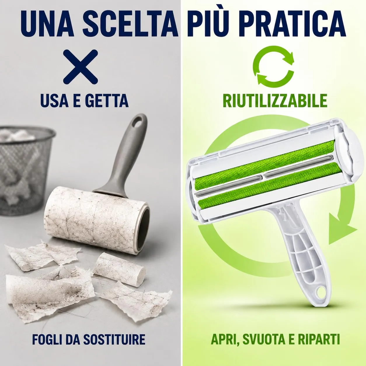 Spazzola Togli Peli Animali, Leva Peli Animali, Rullo Peli, Togli Peli da Divani e Tappeti, Rullo Spazzola per Gatti e Cani, Ecologica e Riutilizzabile. - immagine 6