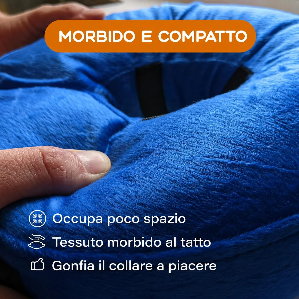 Collare Elisabettiano Cane Morbido (Taglia M+, Collo 34-39 cm), Collare Gonfiabile Blu, Post Operatorio e Anti Leccamento, Ciambella Cane Post Intervento per Recupero da Ferite e Operazioni (Blu M+) - immagine 5