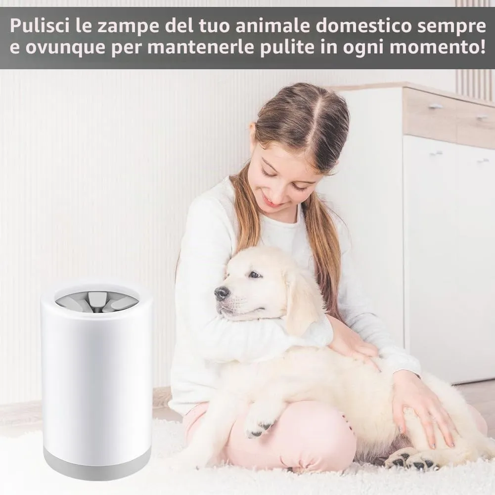 Aomig Pulitore Della Zampa Cane, Pulitore Zampa per Animali Domestici, Pulitore Zampa Cane Gatto Portatile, con Spazzola Interno In Silicone e Asciugamano, Lavazampe per Cani e Gatti(Grigio) - immagine 7