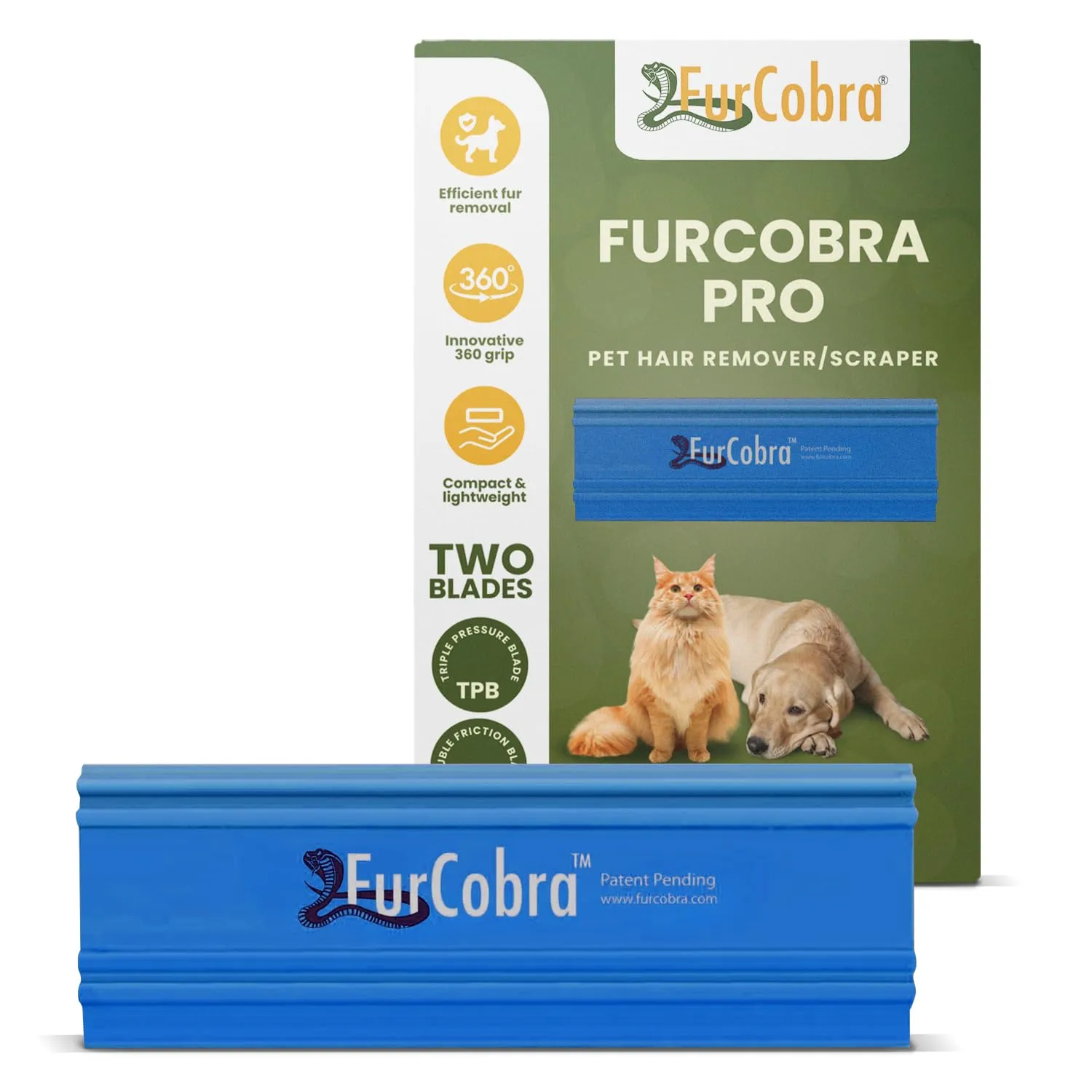 FURCOBRA Strumento leggero e compatto per rimuovere peli di cani e gatti, raschietto per letto, divano, moquette, superfici domestiche - immagine 1