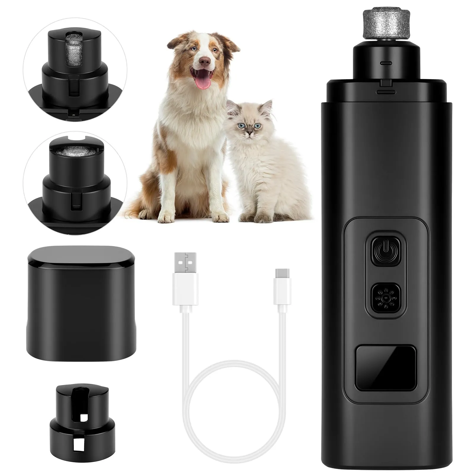 AUYAO Lima Unghie Cani, Tagliaunghie per Cani Elettrico, Professionale Portatile Elettrico Silenzioso Tagliaunghie per Cani, Tagliaunghie Indolore per Cani e Gatti(Nero) - immagine 1
