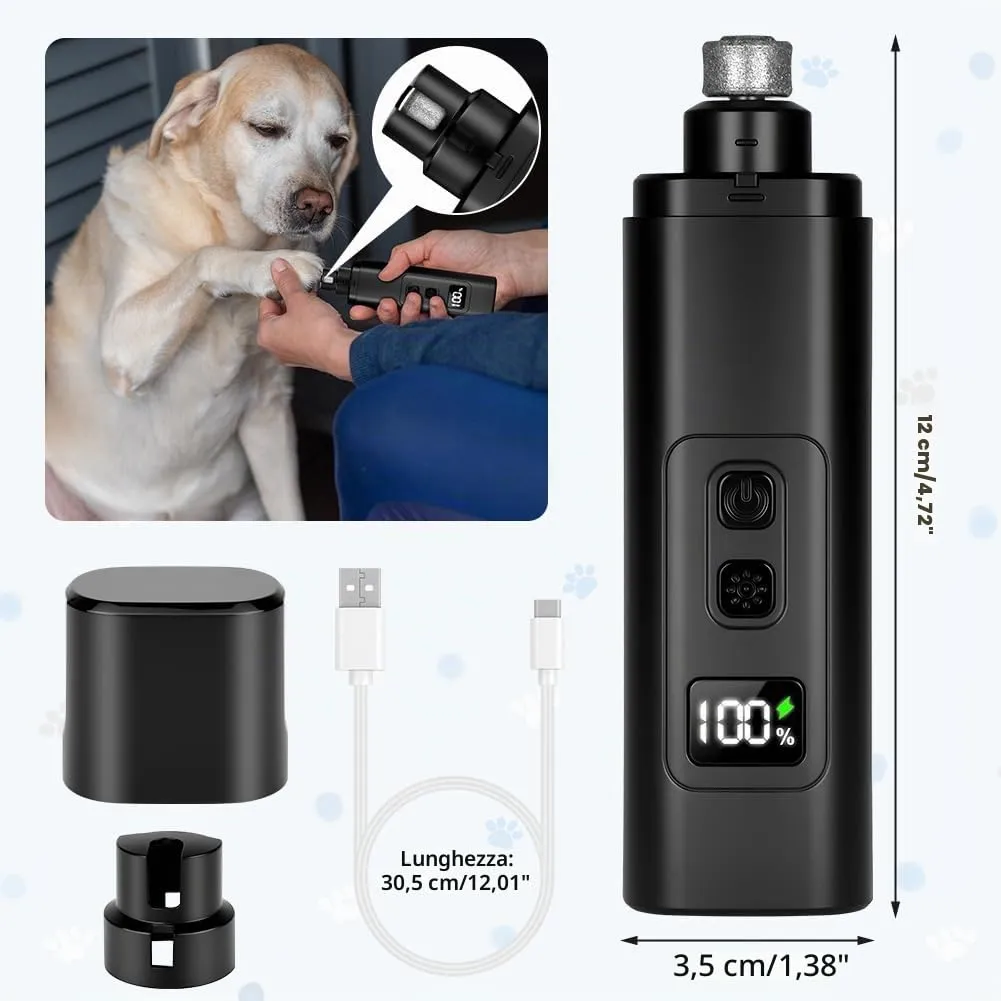 AUYAO Lima Unghie Cani, Tagliaunghie per Cani Elettrico, Professionale Portatile Elettrico Silenzioso Tagliaunghie per Cani, Tagliaunghie Indolore per Cani e Gatti(Nero) - immagine 2