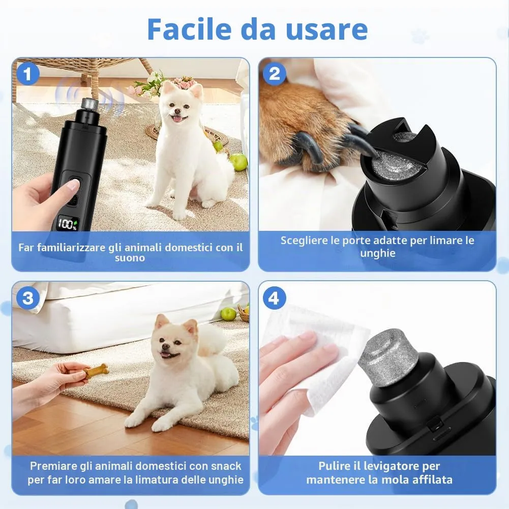 AUYAO Lima Unghie Cani, Tagliaunghie per Cani Elettrico, Professionale Portatile Elettrico Silenzioso Tagliaunghie per Cani, Tagliaunghie Indolore per Cani e Gatti(Nero) - immagine 5