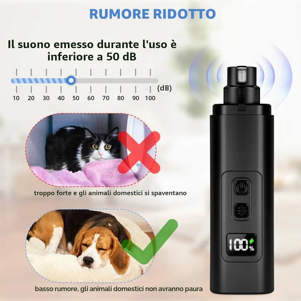 AUYAO Lima Unghie Cani, Tagliaunghie per Cani Elettrico, Professionale Portatile Elettrico Silenzioso Tagliaunghie per Cani, Tagliaunghie Indolore per Cani e Gatti(Nero) - immagine 6