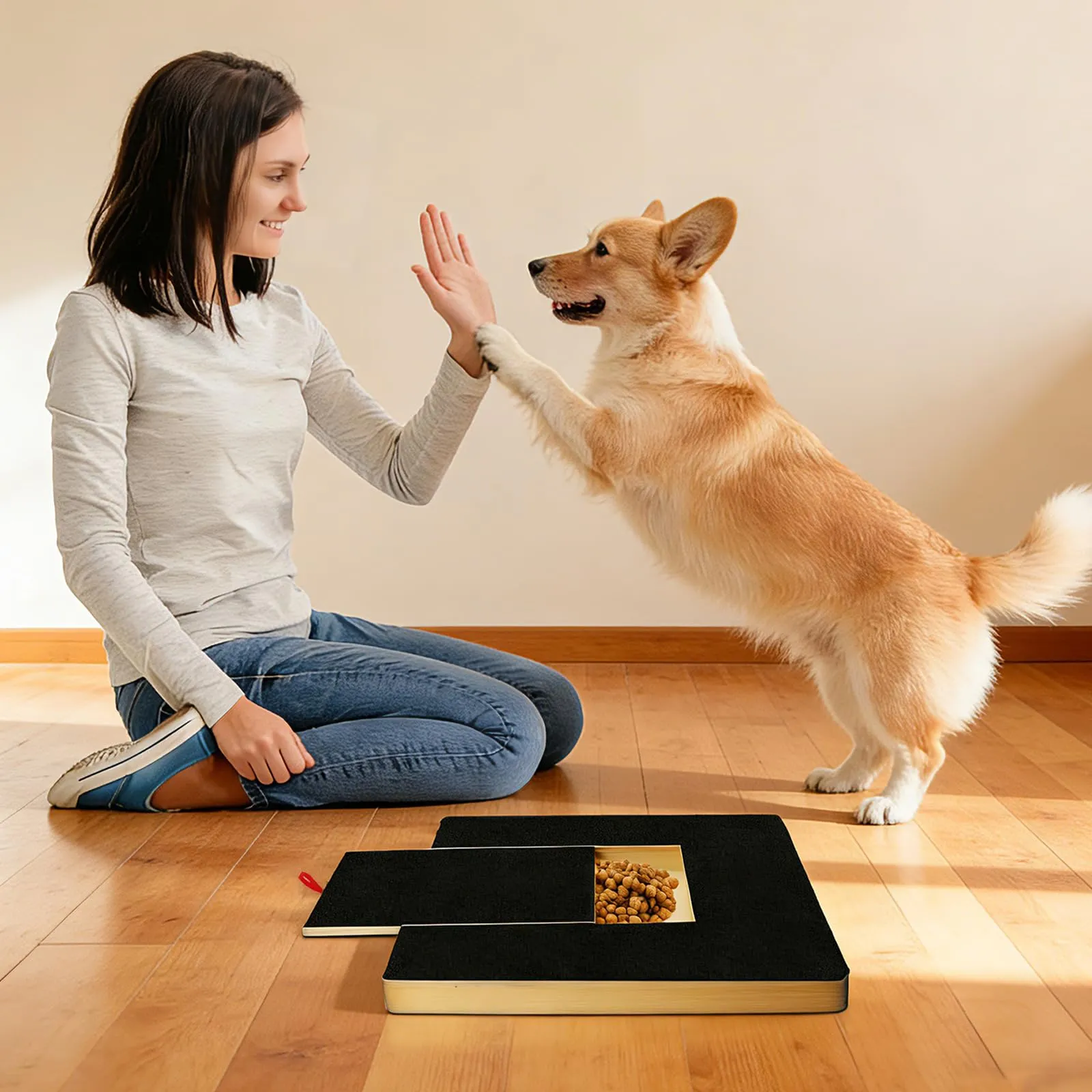 Tiragraffi per Cani, 35 x 25 x 3 cm, Tappetino per Unghie per Canis, Gratta e Graffio per Cani con Scatola per Snack, con 2 Fogli di Carta Vetrata di Ricambio e Tappetini Antiscivolo - immagine 7