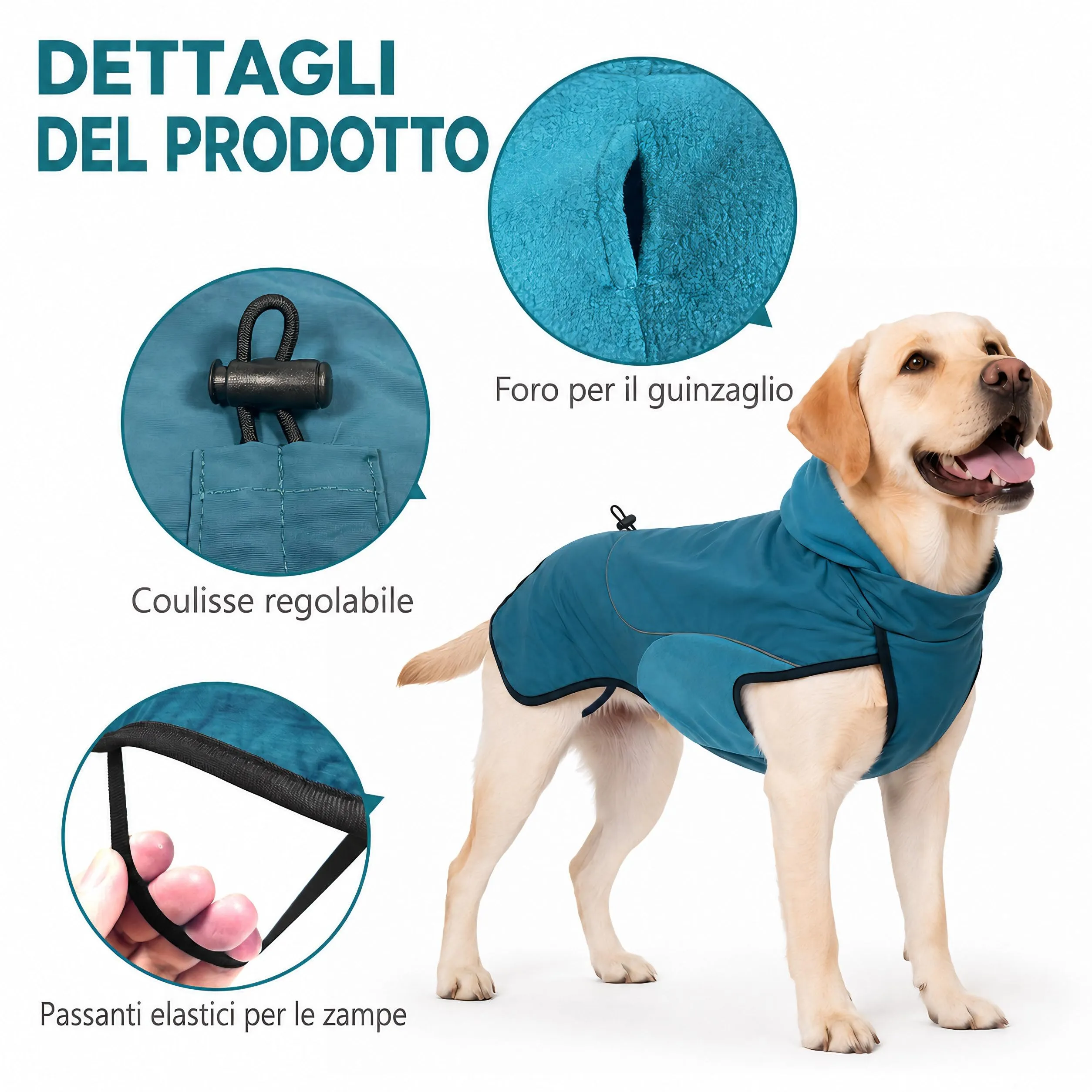 Cappotto Cane Impermeabile Cappottino Invernale per Cani Giacca Caldo - immagine 4