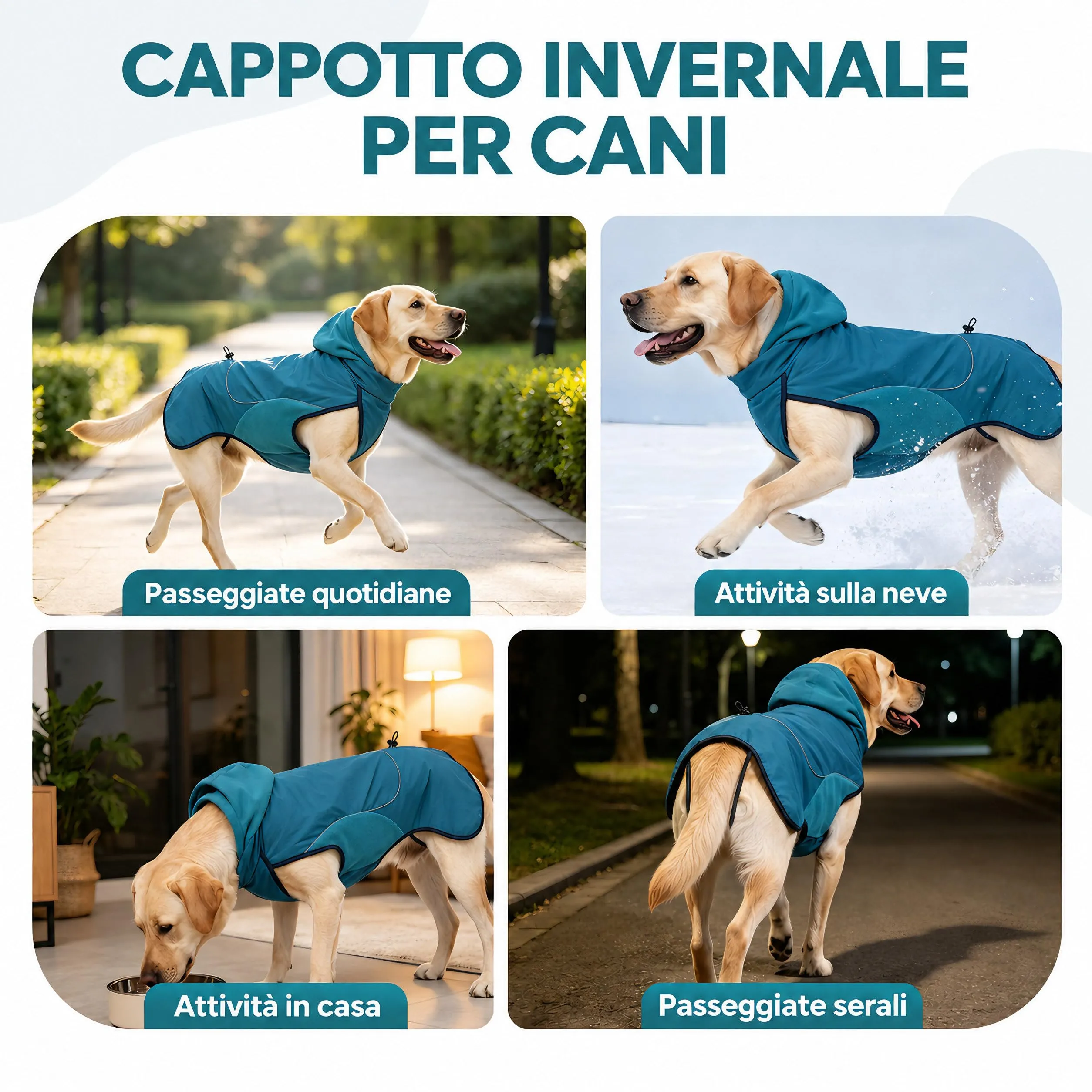 Cappotto Cane Impermeabile Cappottino Invernale per Cani Giacca Caldo - immagine 6