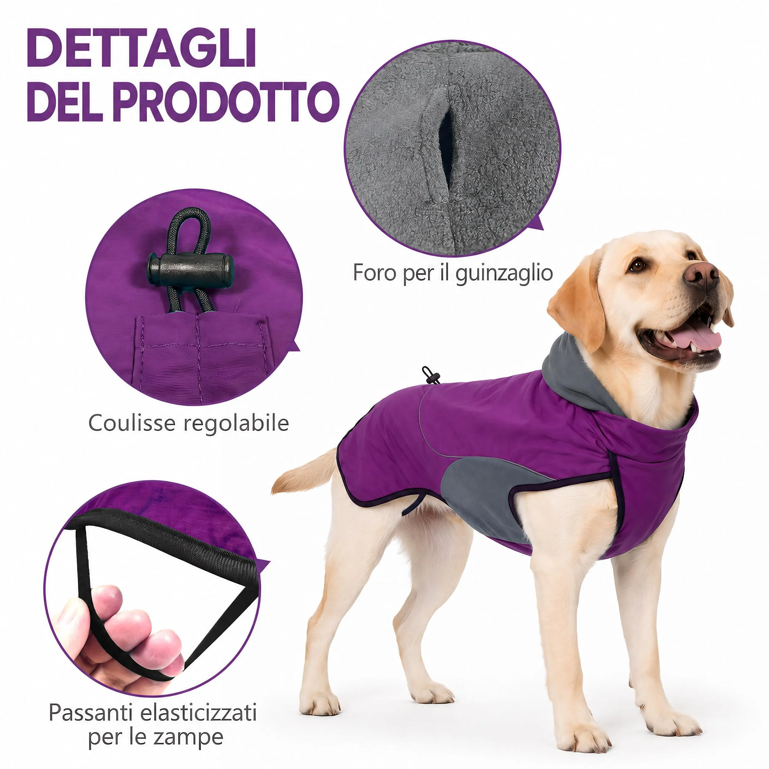 Cappotto Cane Impermeabile Cappottino Invernale per Cani Giacca Caldo - immagine 4