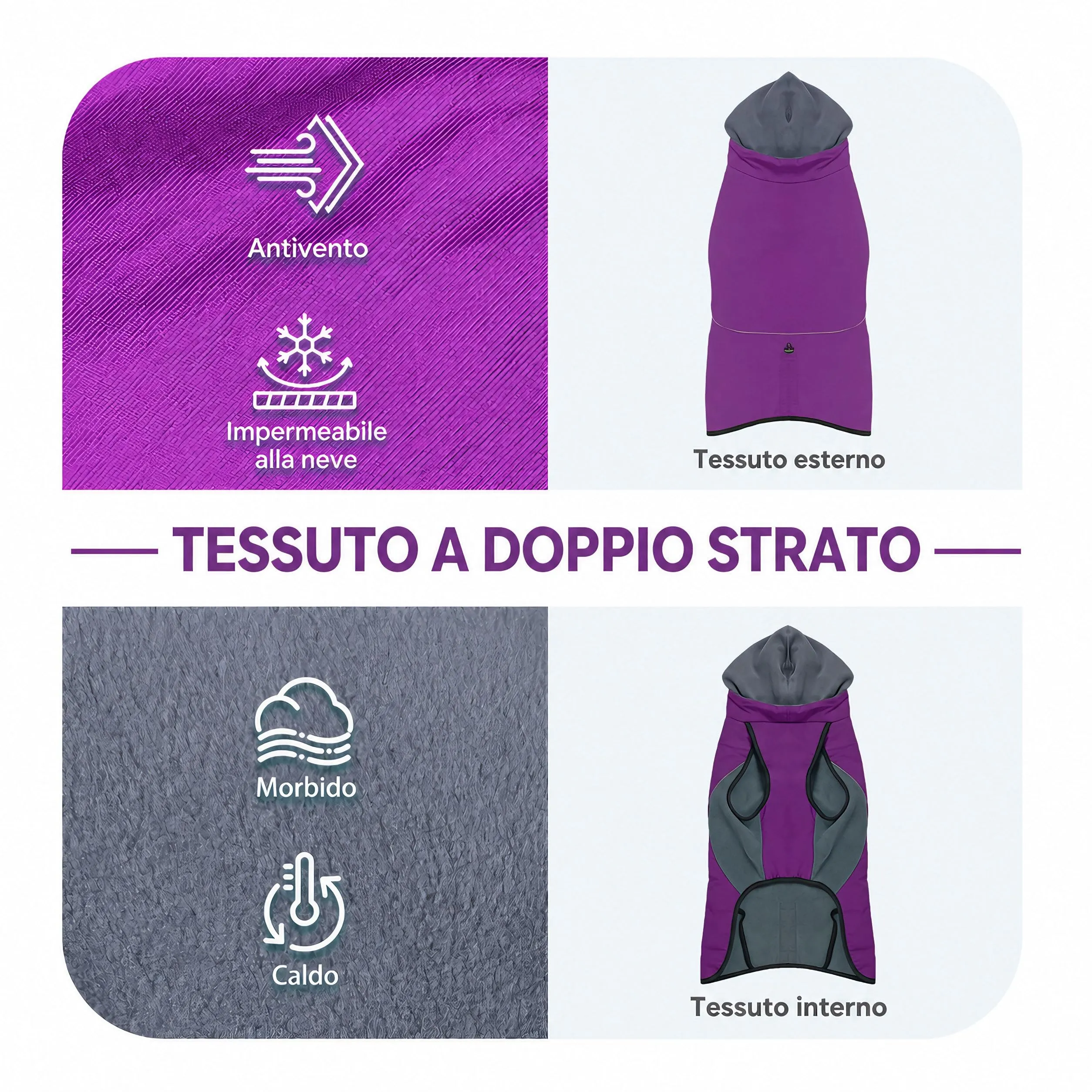 Cappotto Cane Impermeabile Cappottino Invernale per Cani Giacca Caldo - immagine 2