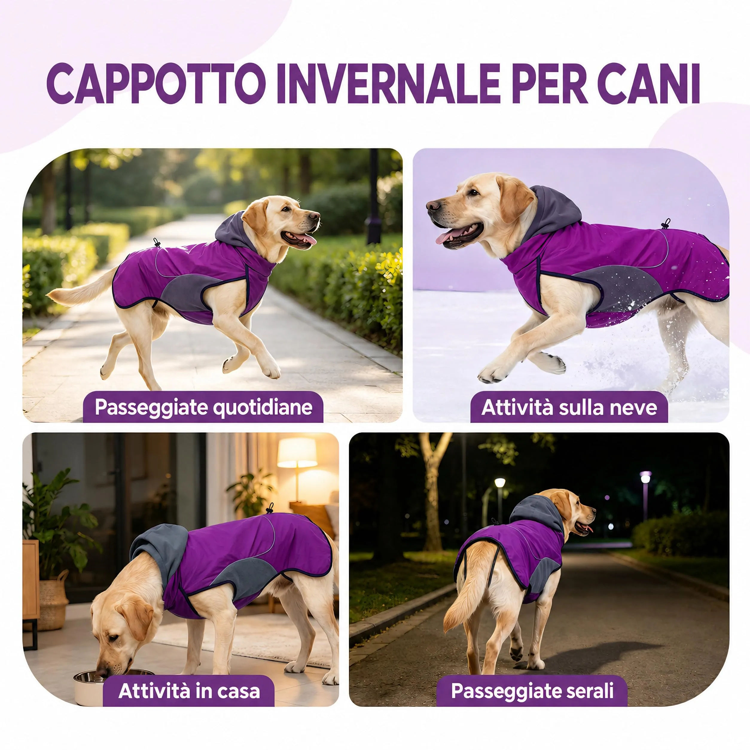 Cappotto Cane Impermeabile Cappottino Invernale per Cani Giacca Caldo - immagine 6