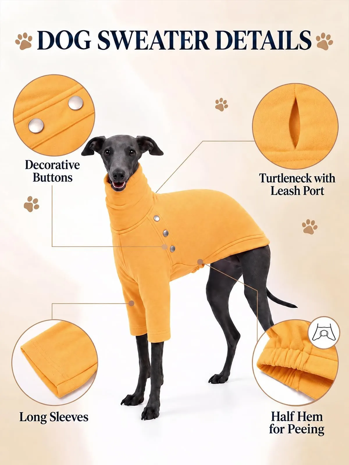 Haloumoning Maglione Cane Invernale a Collo Alto, Giallo, X-Large - immagine 5