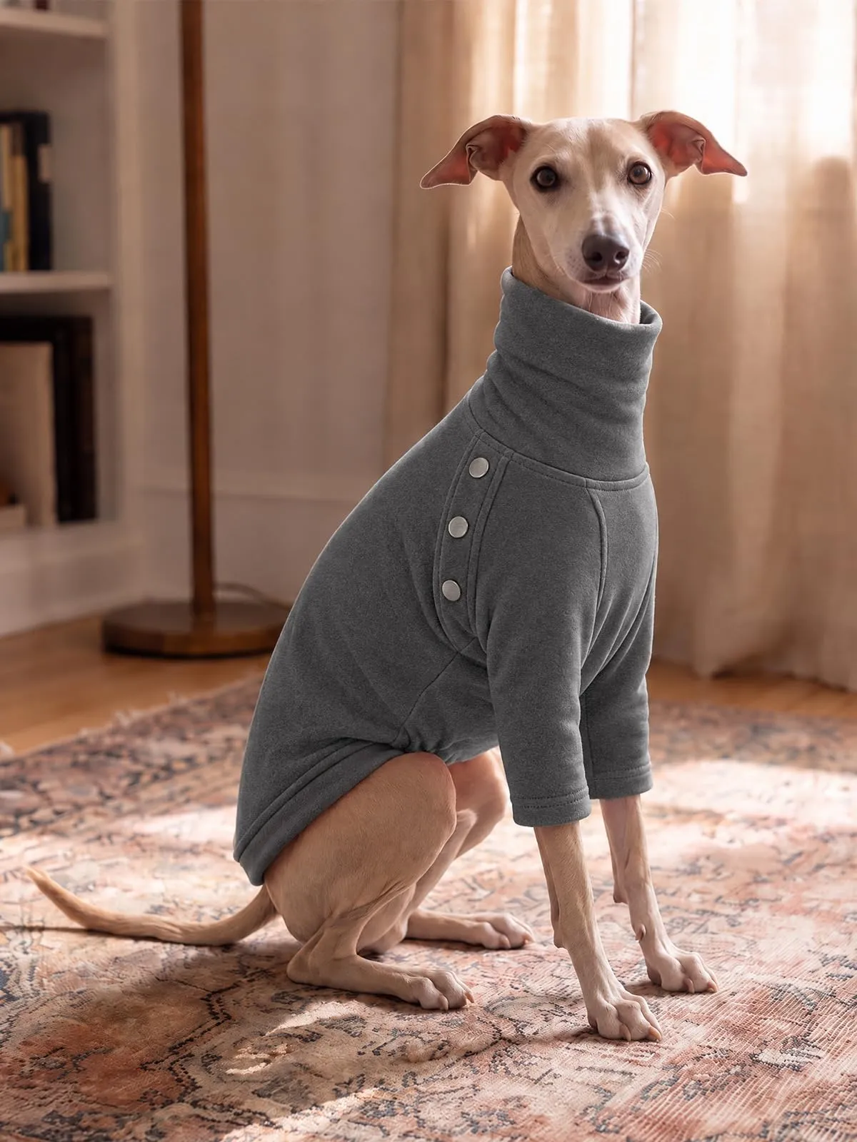 Haloumoning Maglione Cane Invernale a Collo Alto, Grigio, Small - immagine 2