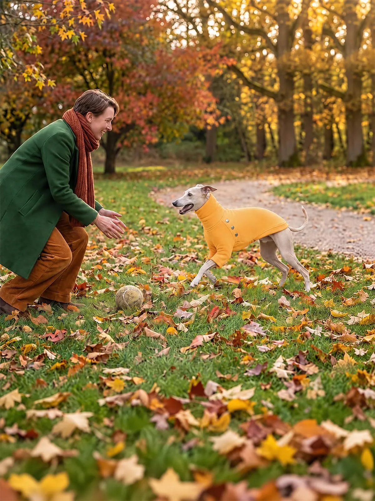 Haloumoning Maglione Cane Invernale a Collo Alto, Giallo, Large - immagine 3