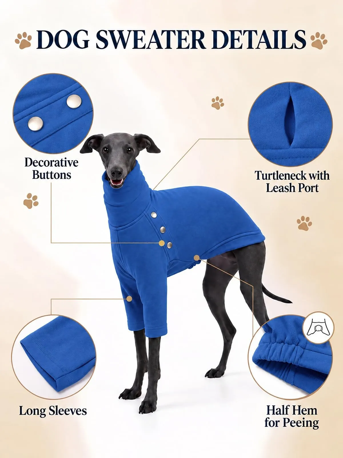 Haloumoning Maglione Cane Invernale a Collo Alto, Blu, X-Large - immagine 5