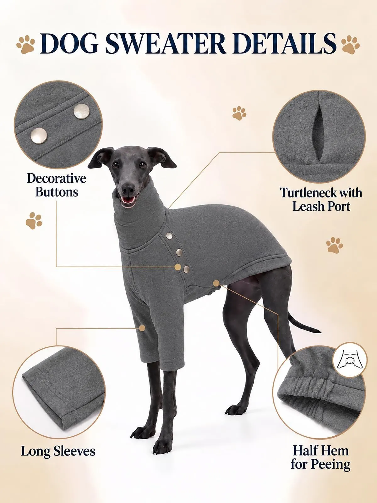 Haloumoning Maglione Cane Invernale a Collo Alto, Grigio, X-Large - immagine 5