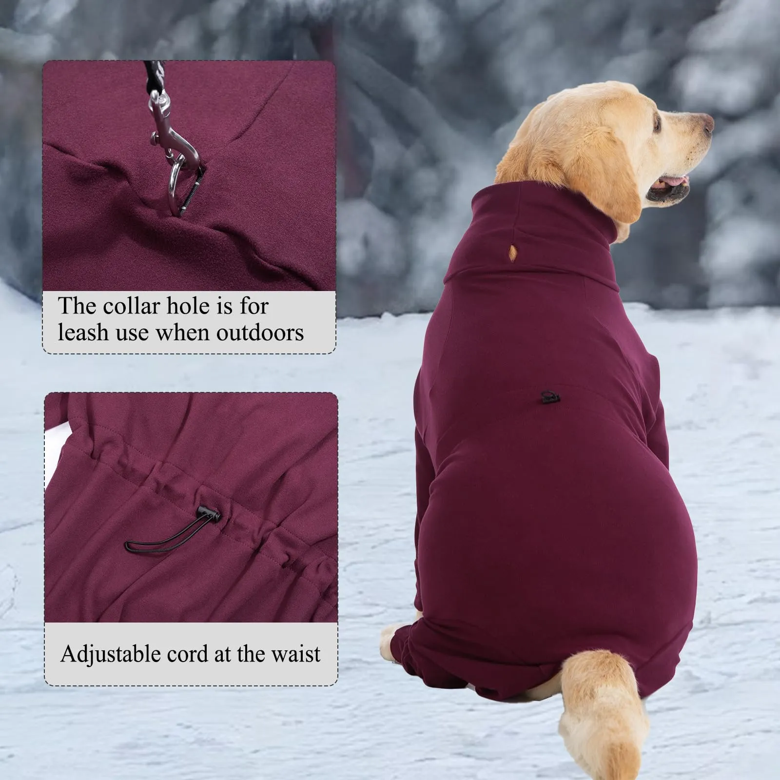 Cyponpy Maglione in Pile per Cani con Gambe con Cappuccio Maglione in Pile per Cani Giubbotto in Pile per Cani Pigiama Invernale per Cani - immagine 4