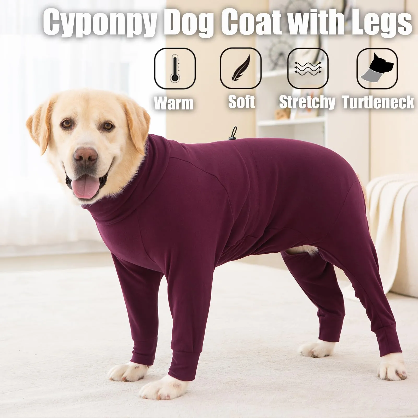 Cyponpy Maglione in Pile per Cani con Gambe con Cappuccio Maglione in Pile per Cani Giubbotto in Pile per Cani Pigiama Invernale per Cani - immagine 6