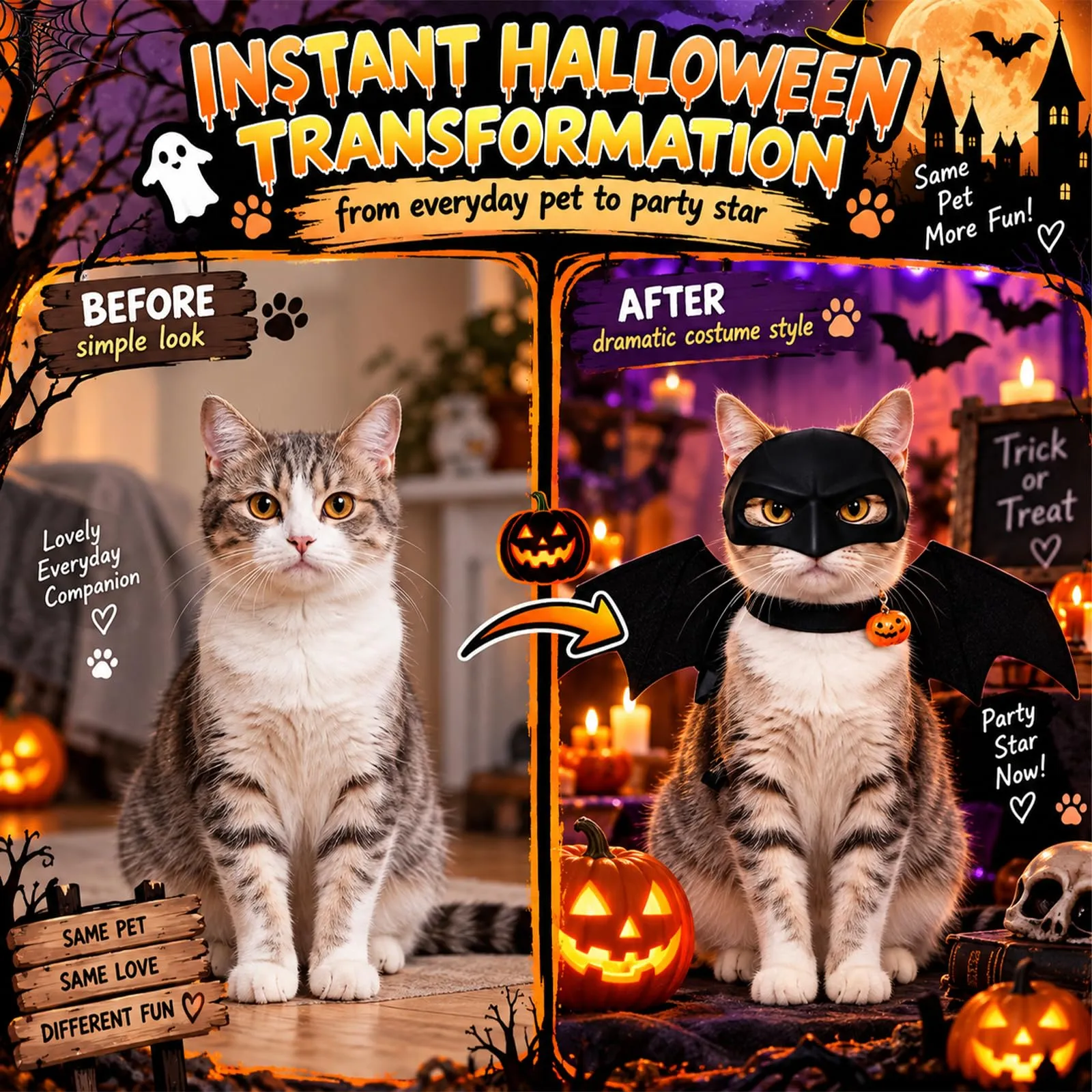 Vestiti per Gatti da Pipistrello 46.5×8cm Costume Halloween Gatto - immagine 5