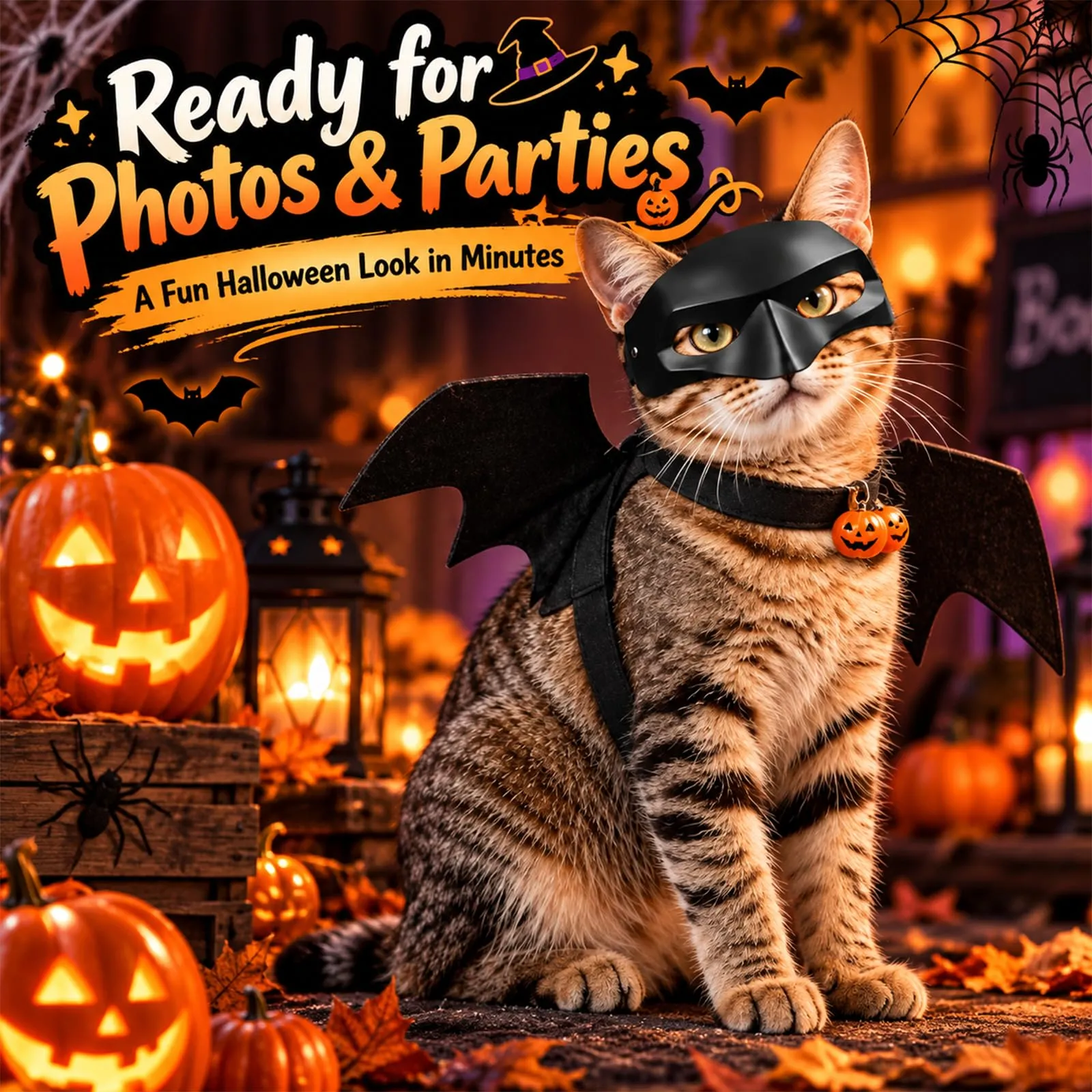 Vestiti per Gatti da Pipistrello 46.5×8cm Costume Halloween Gatto - immagine 8
