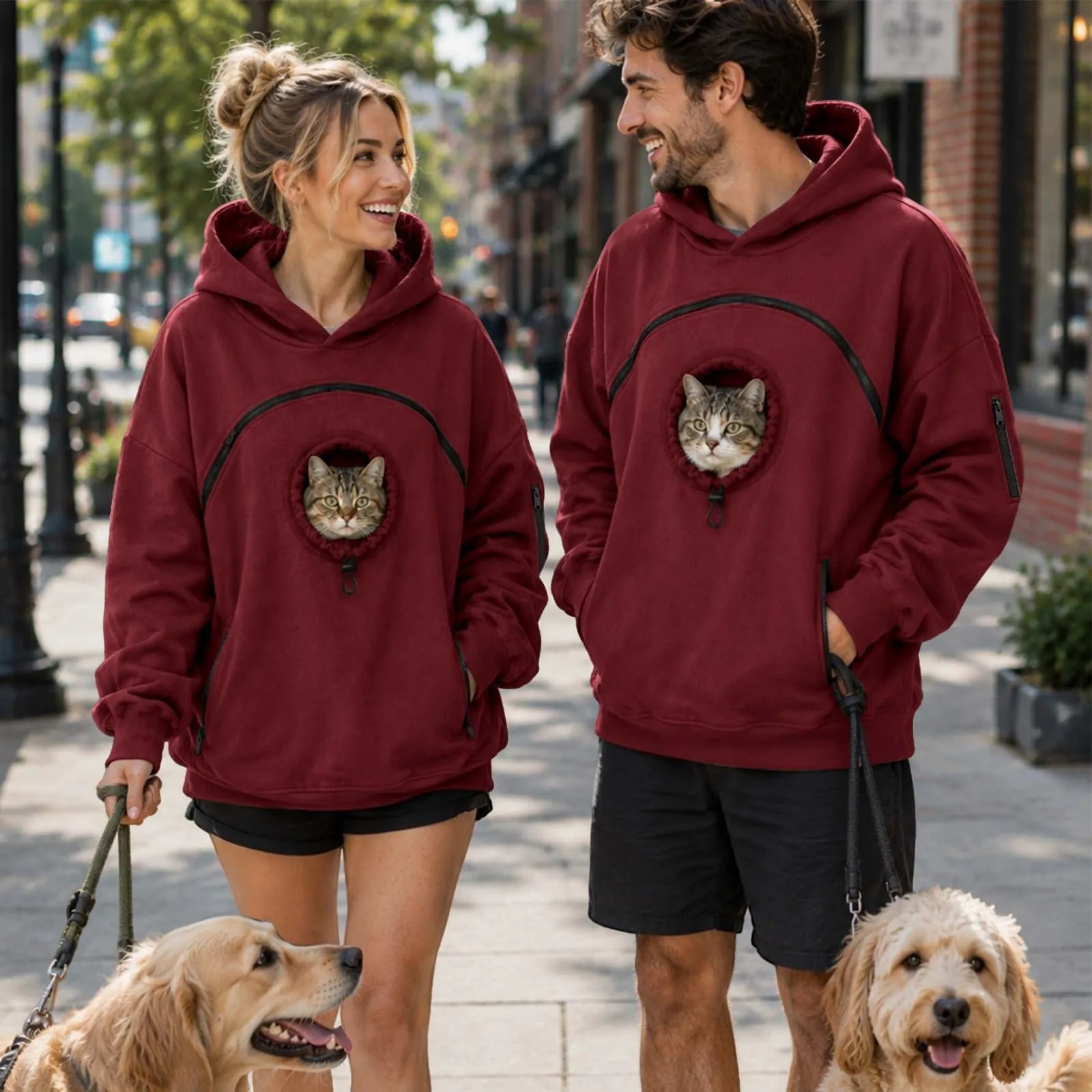 Felpa Porta Gatto Cane con Tasca per Cotone Donna Peluche Cani - immagine 6