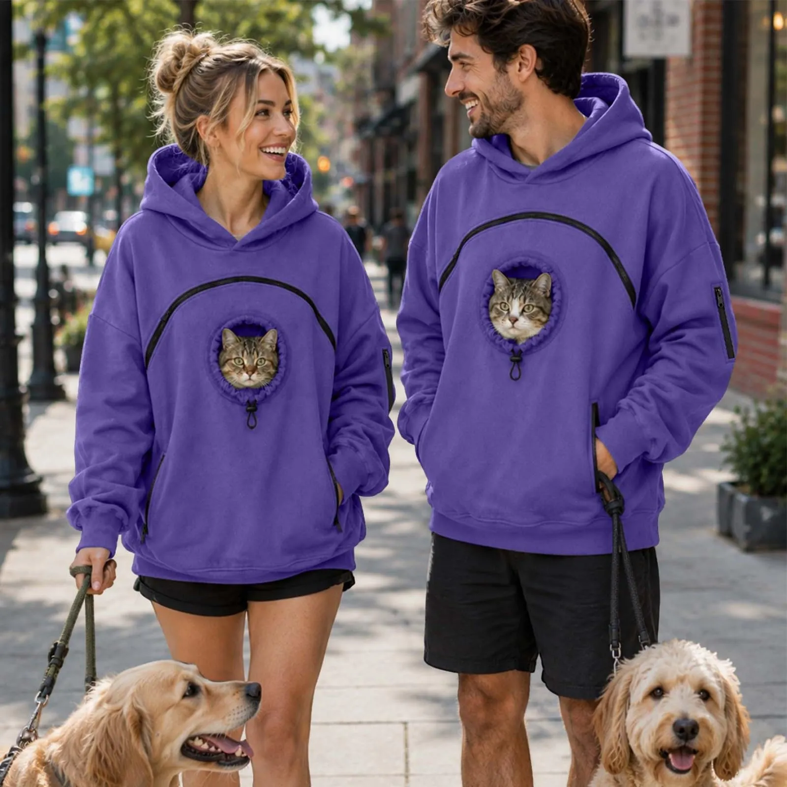 Felpa Porta Gatto Cane con Tasca per Cotone Donna Peluche Cani - immagine 6