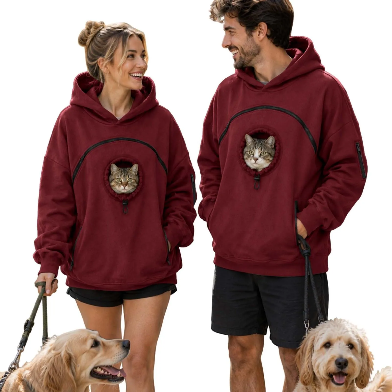 Felpa Porta Gatto Cane con Tasca per Cotone Donna Peluche Cani - immagine 1