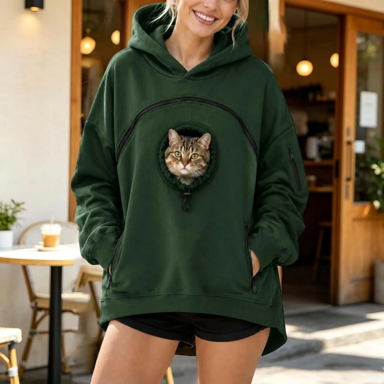 Felpa Porta Gatto Cane con Tasca per Cotone Donna Peluche Cani - immagine 3